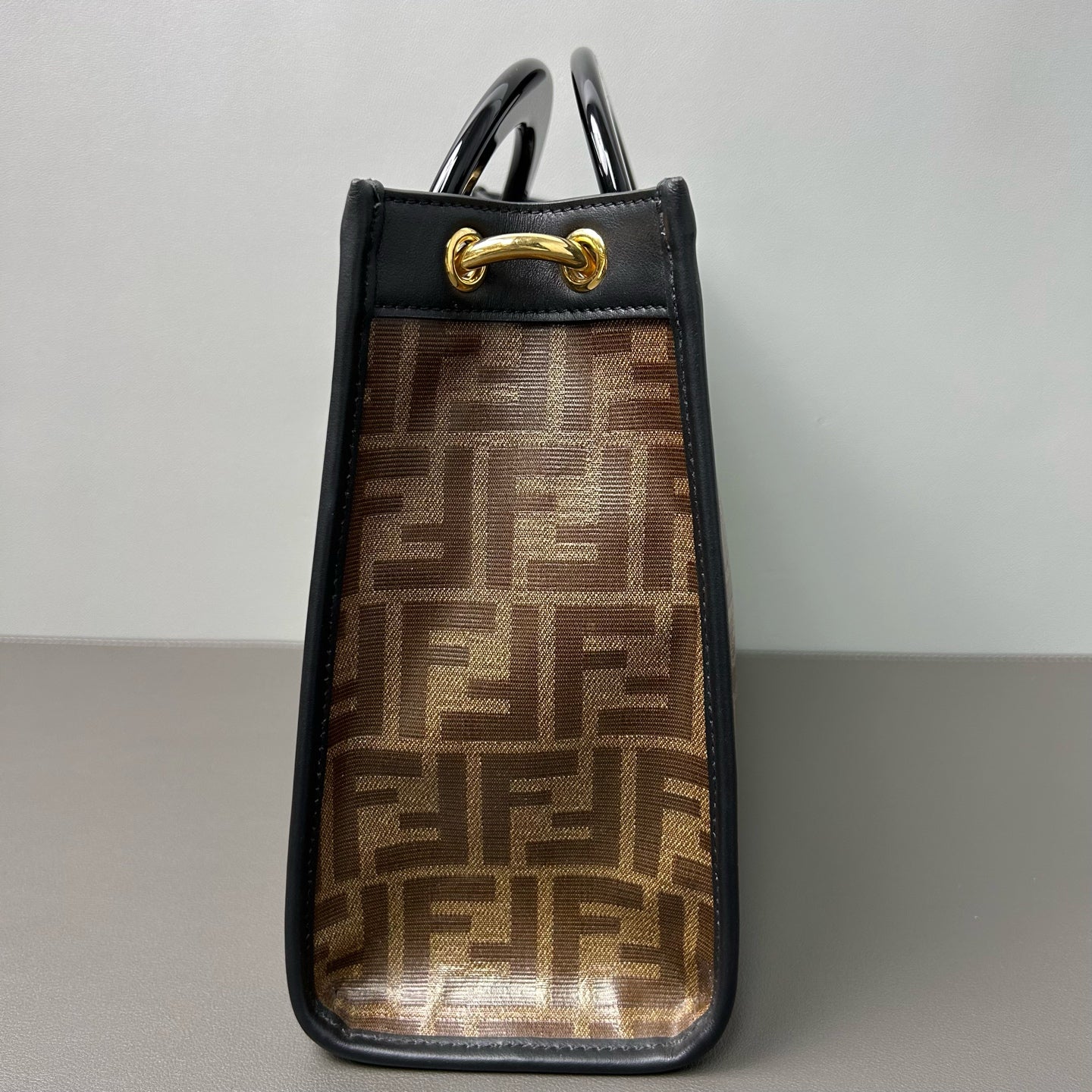 Fendi - Runaway FF Monogram Circular Handle Bag - PVC and Leather - Brown - (medium)