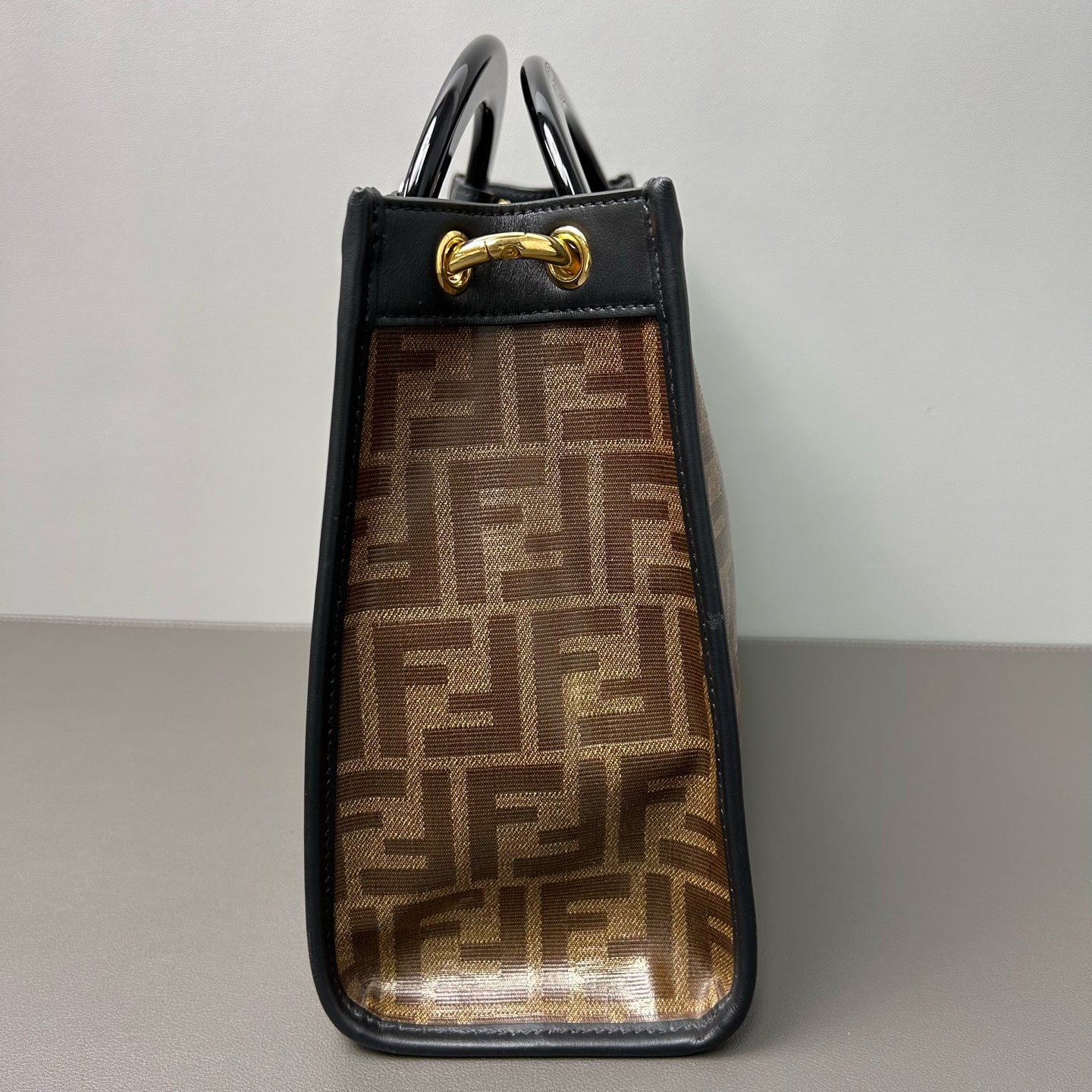 Fendi - Runaway FF Monogram Circular Handle Bag - PVC and Leather - Brown - (medium)