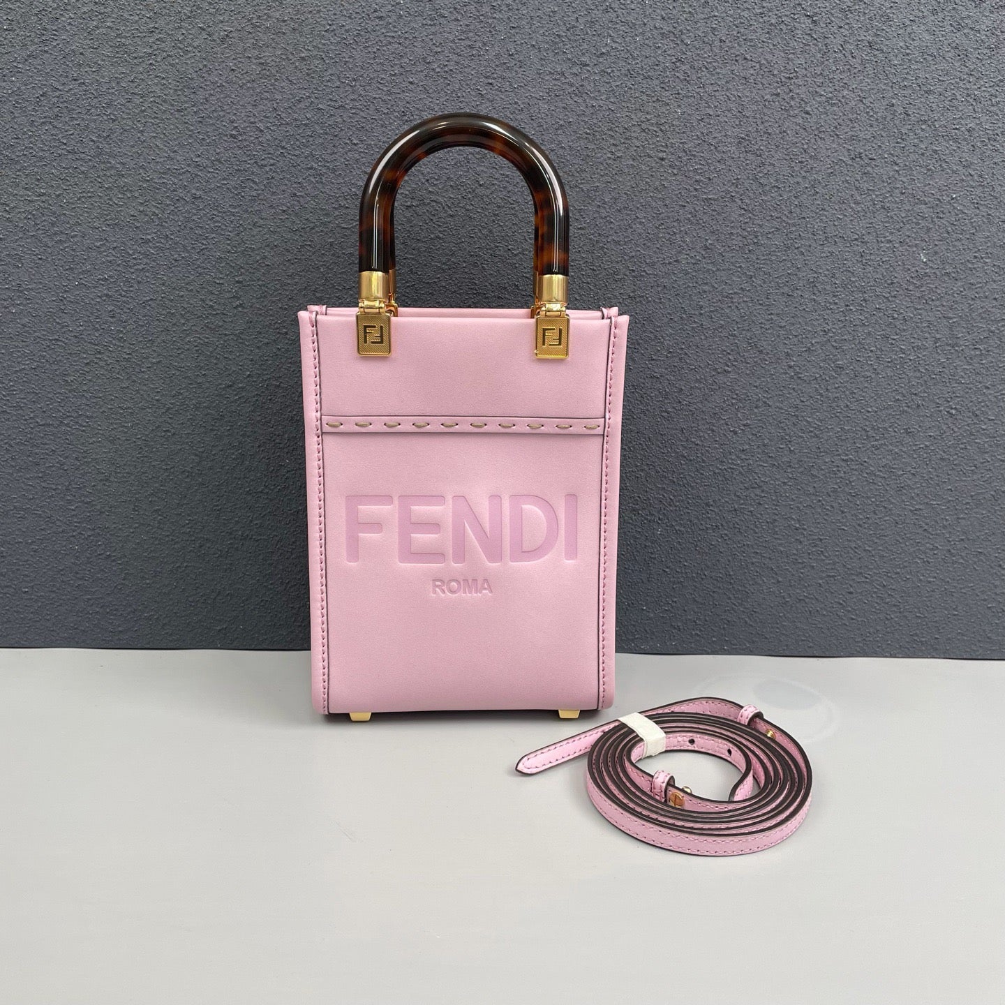 Fendi - Sunshine Mini Tote Bag - Leather - Pink Purple with Gold-Tone Hardware - (mini)