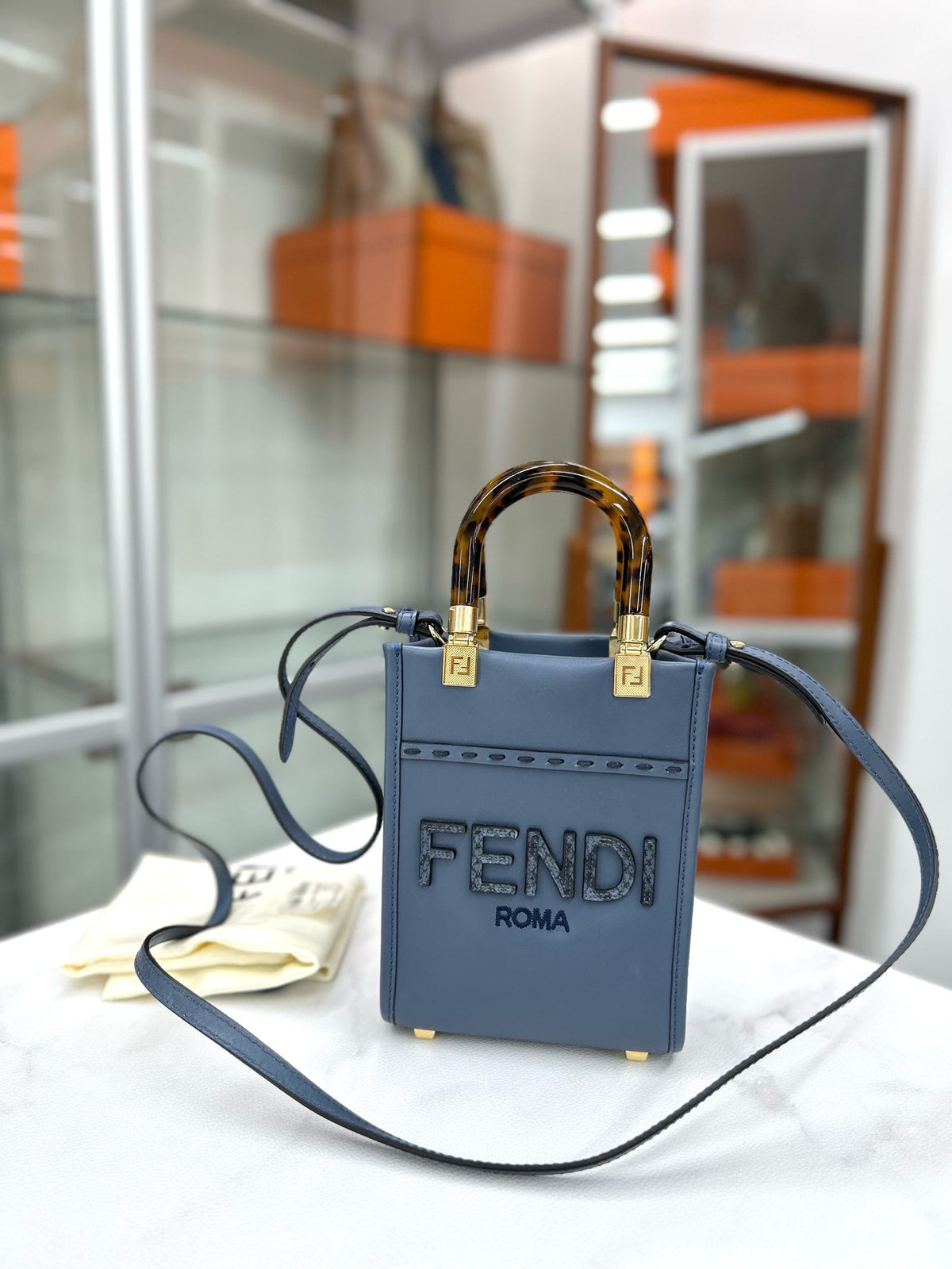 Fendi - Sunshine Shopper - Leather - Blue - (mini)