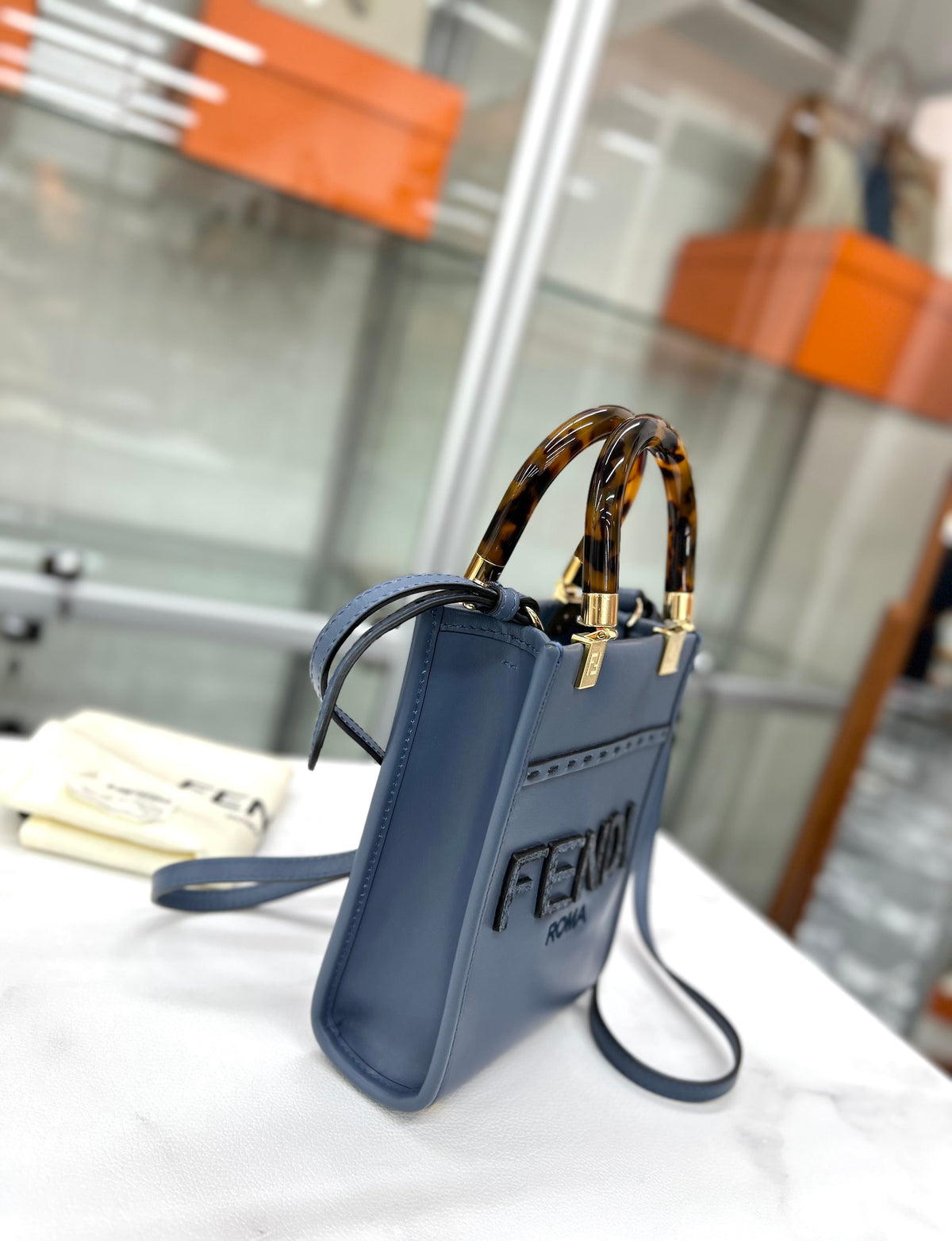 Fendi - Sunshine Shopper - Leather - Blue - (mini)