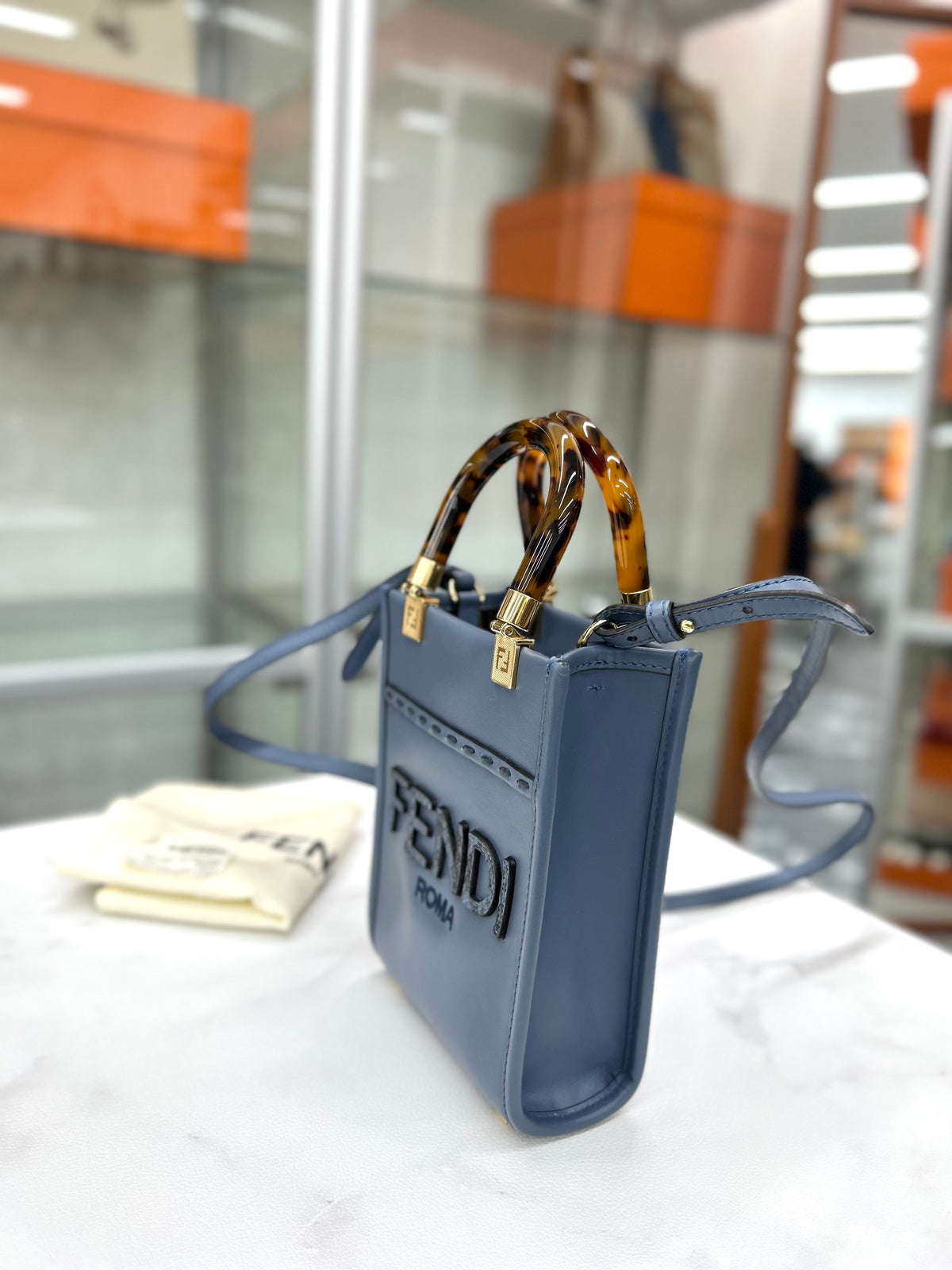 Fendi - Sunshine Shopper - Leather - Blue - (mini)
