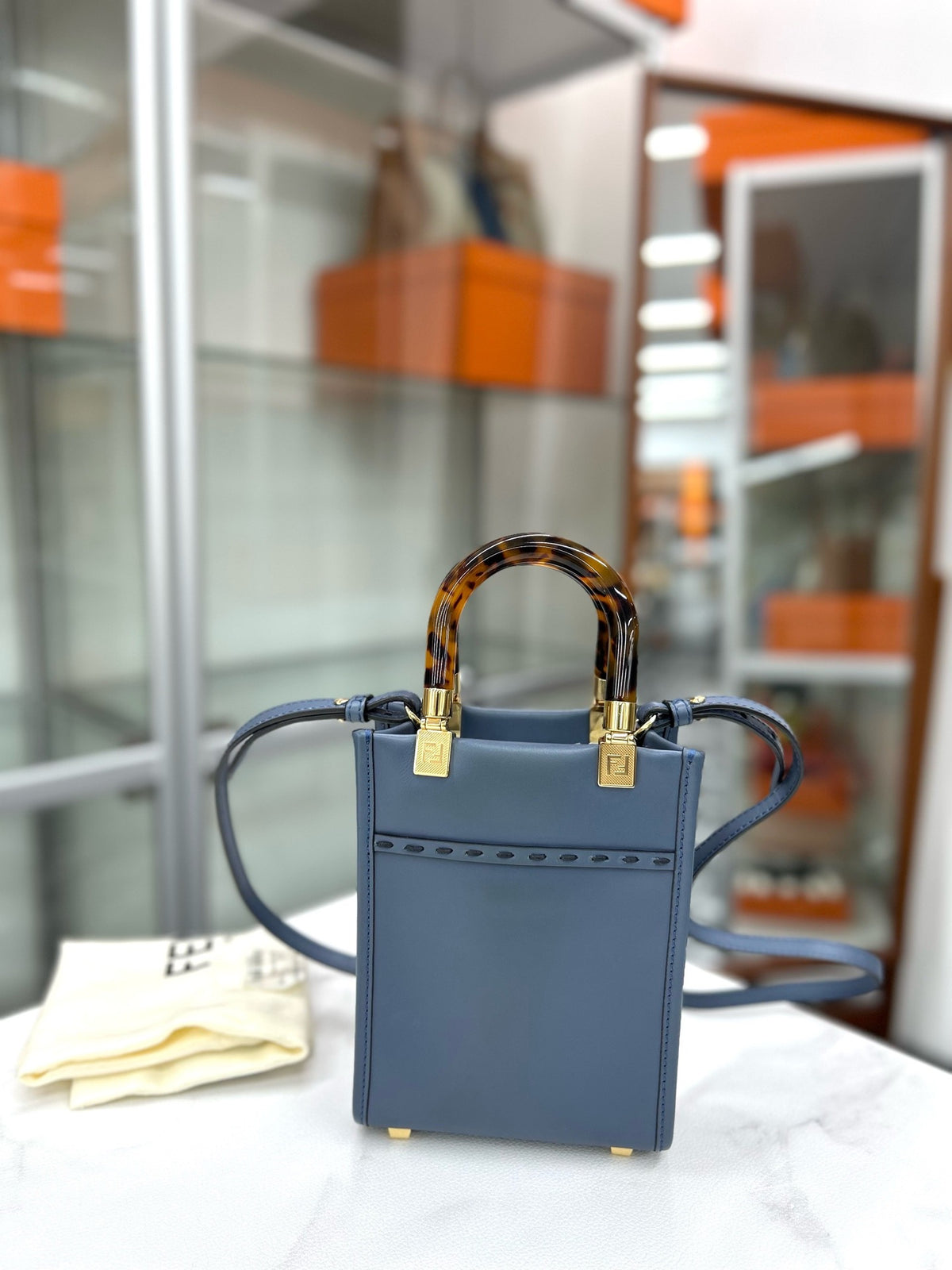Fendi - Sunshine Shopper - Leather - Blue - (mini)