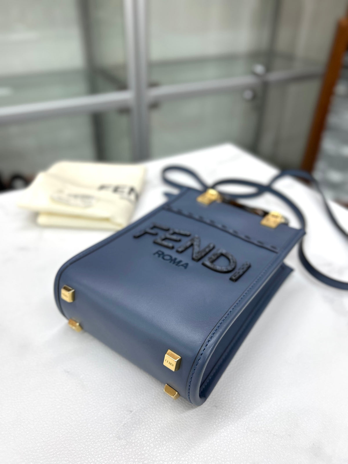 Fendi - Sunshine Shopper - Leather - Blue - (mini)