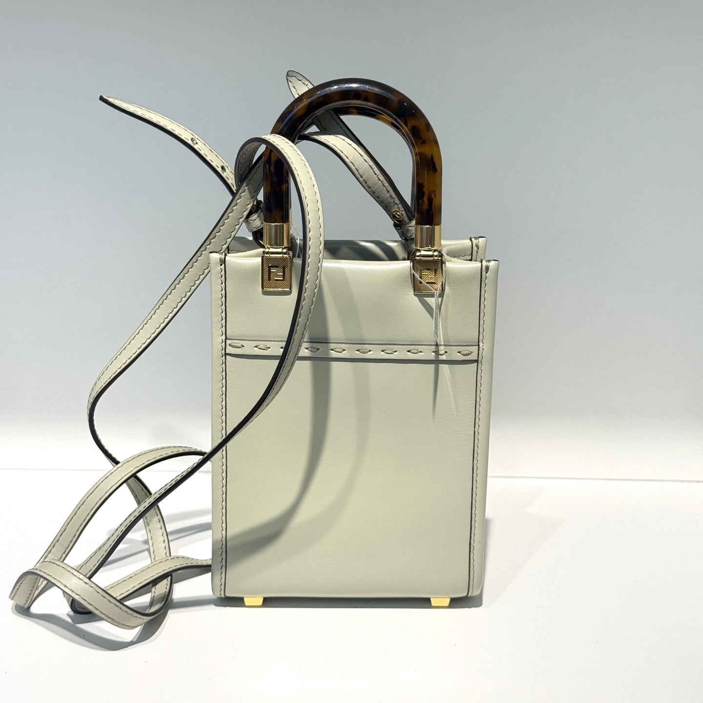 Fendi - Sunshine Shopper Mini - Leather - Pale Sage Green with Gold-Tone Hardware - (mini)
