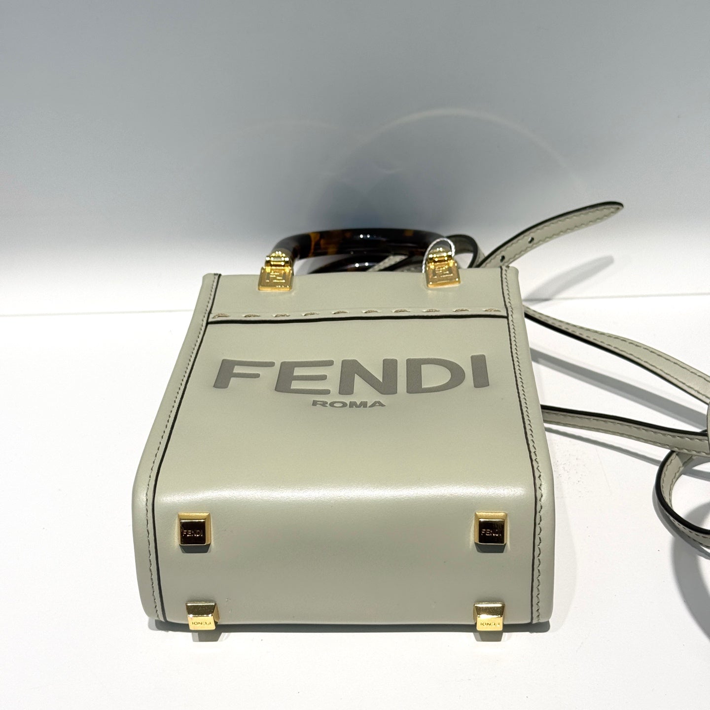 Fendi - Sunshine Shopper Mini - Leather - Pale Sage Green with Gold-Tone Hardware - (mini)