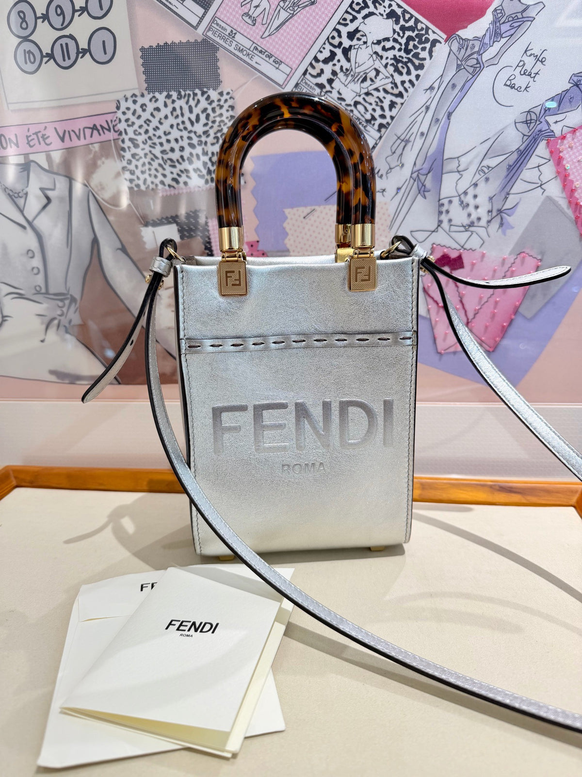 Fendi - Sunshine Shopper Mini - Leather - Silver - (mini)