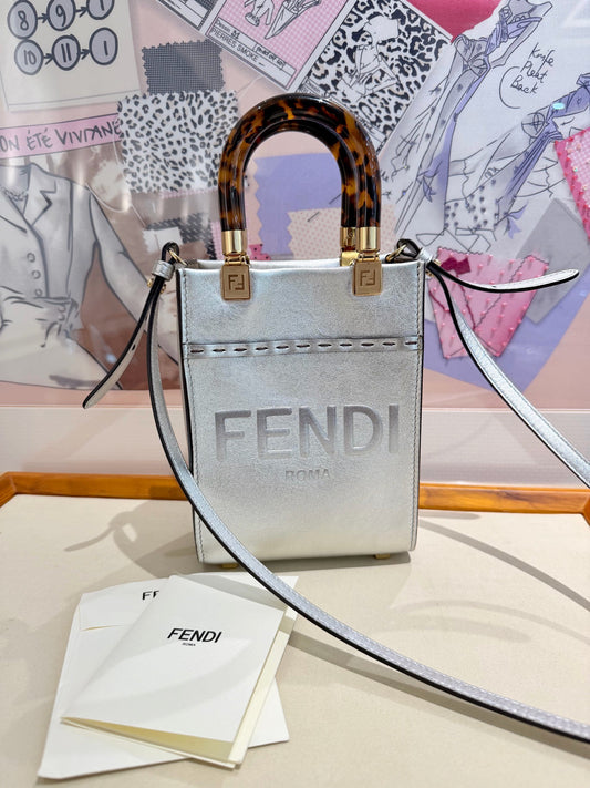 Fendi - Sunshine Shopper Mini - Leather - Silver - (mini)