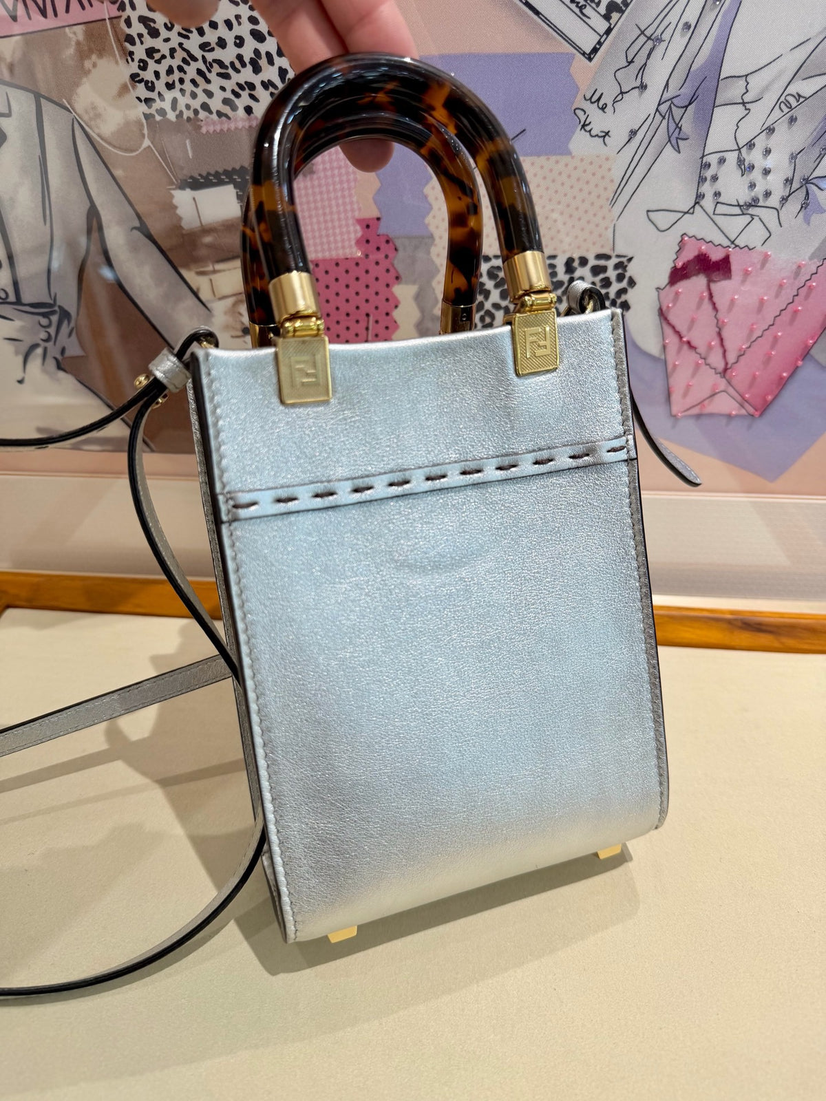 Fendi - Sunshine Shopper Mini - Leather - Silver - (mini)
