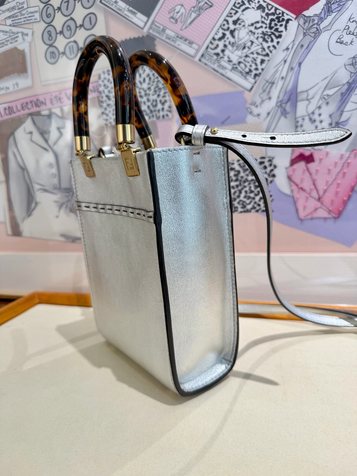 Fendi - Sunshine Shopper Mini - Leather - Silver - (mini)