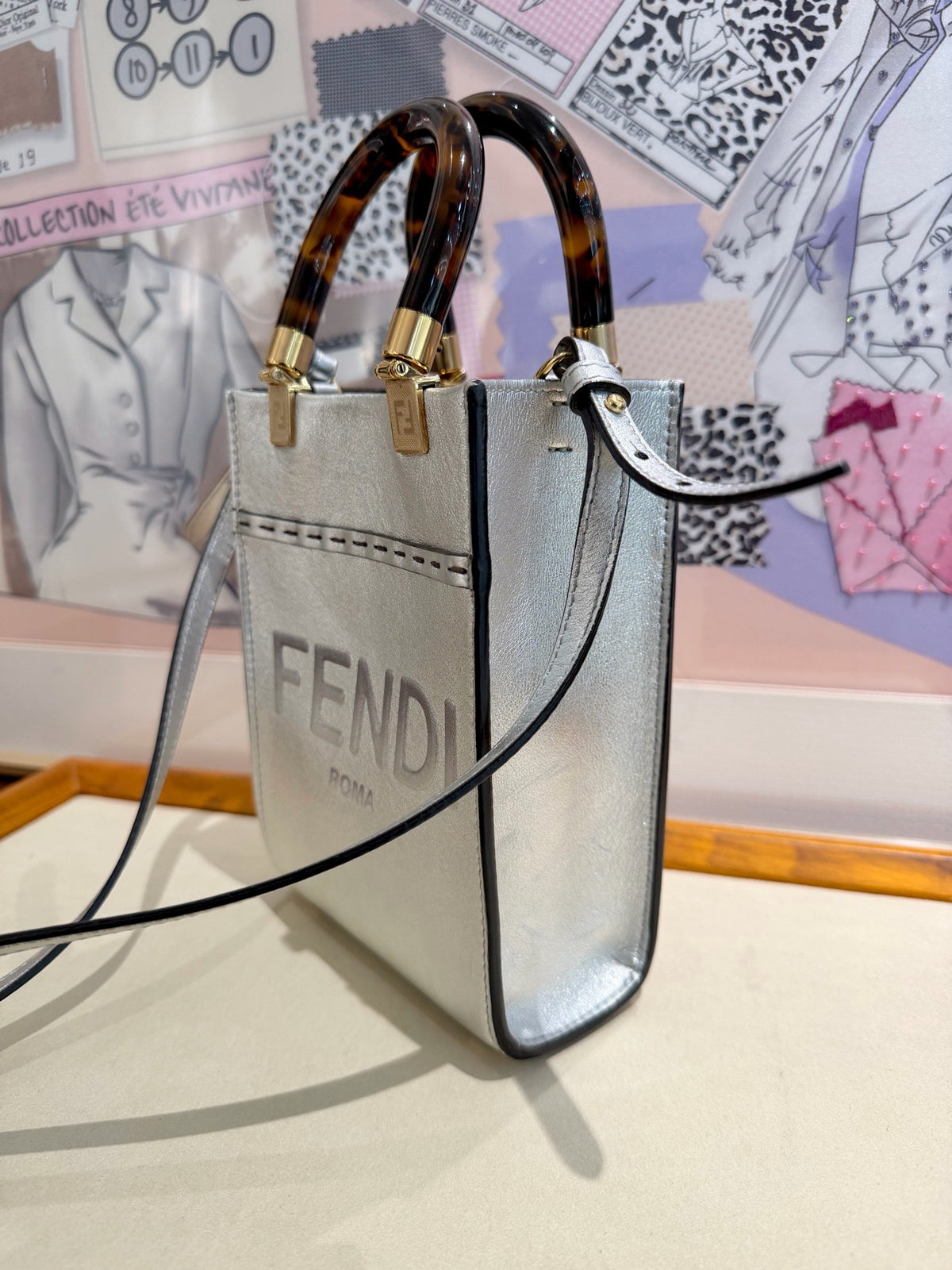 Fendi - Sunshine Shopper Mini - Leather - Silver - (mini)