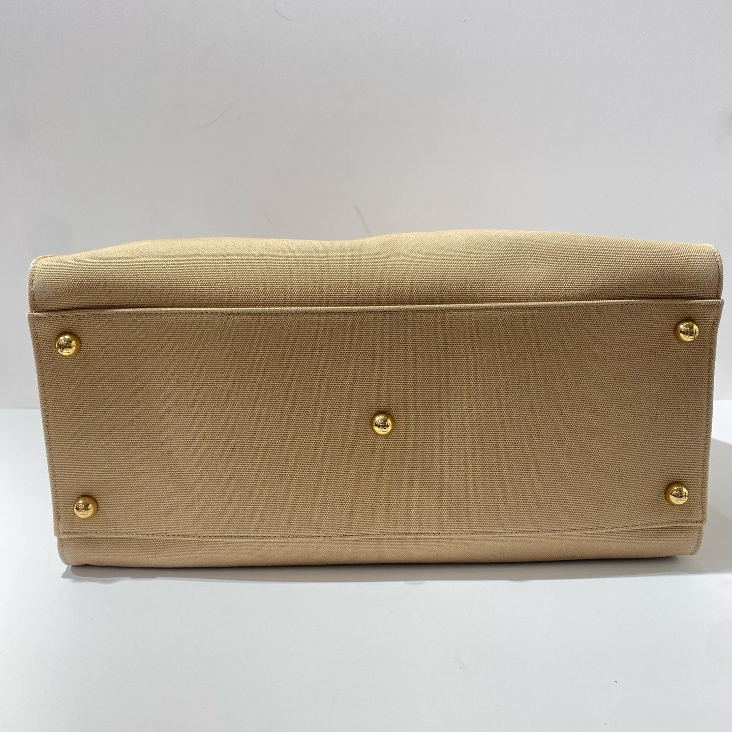Fendi - Sunshine Tote Bag - Canvas and wood - Beige with Dark Brown Accents - (medium)