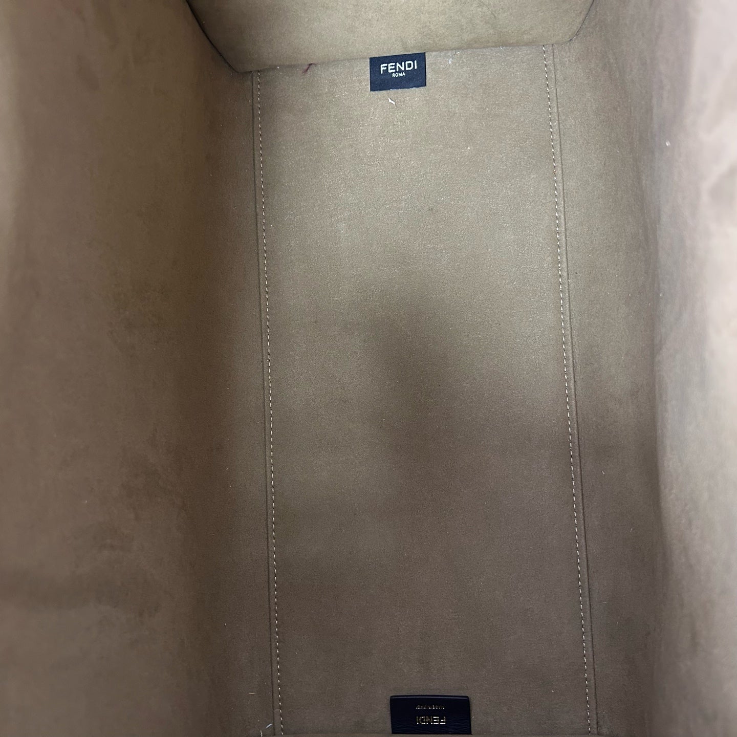 Fendi - Sunshine Tote Bag - FF Monogram Canvas with Tan Leather Trim - Brown - (Large)