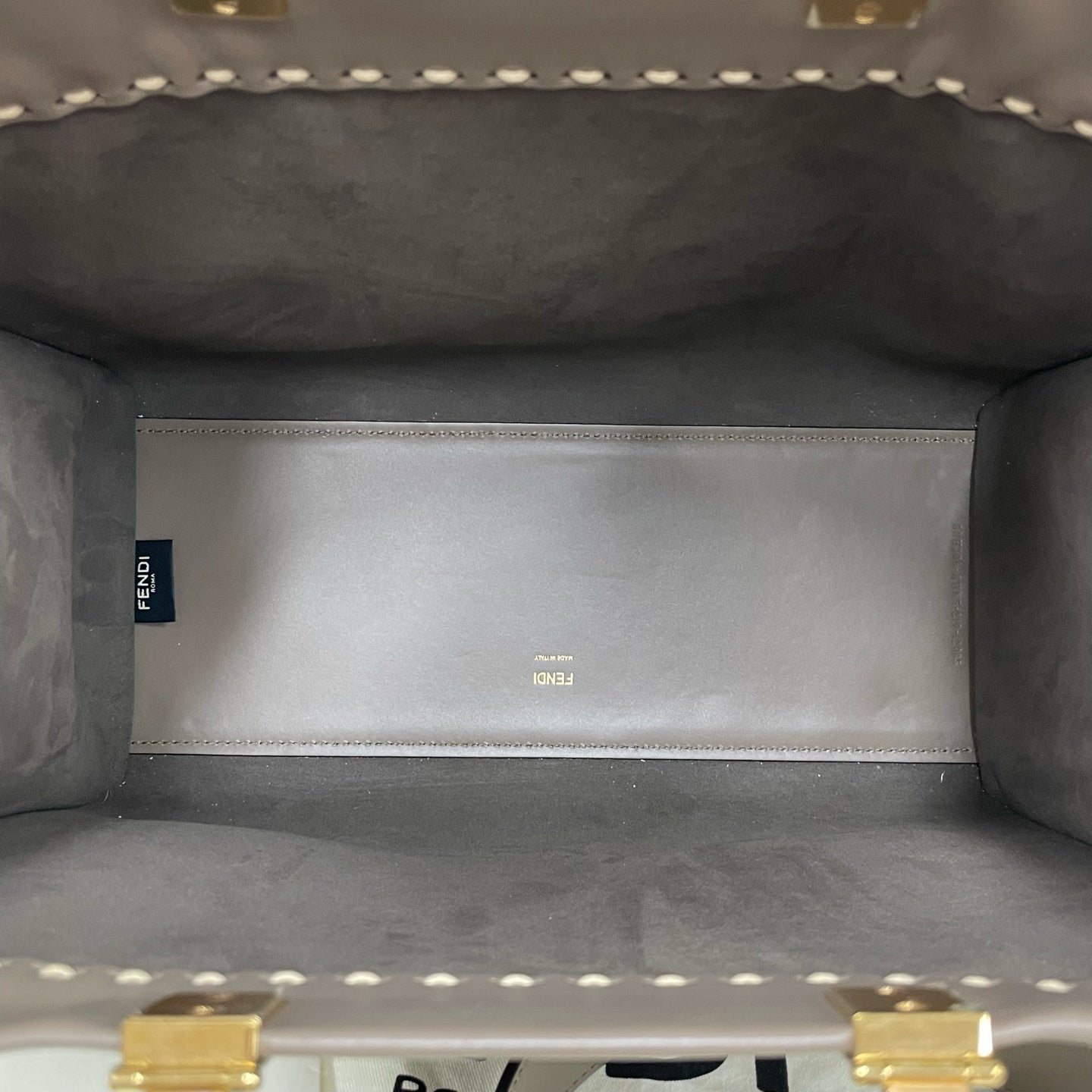 Fendi - Tote - Leather with exotic python detailing and resin handles - Beige with brown tortoise-shell handles - (Medium)