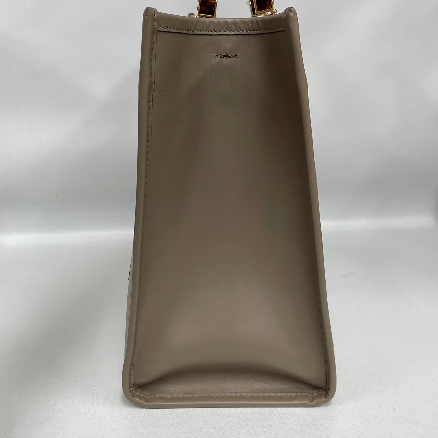 Fendi - Tote - Leather with exotic python detailing and resin handles - Beige with brown tortoise-shell handles - (Medium)