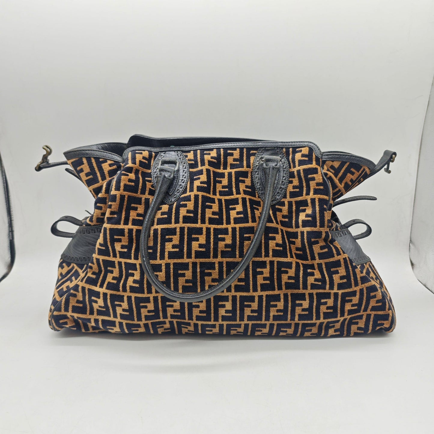 Fendi - Zucca Flocked 'Big Bag' Travel Tote - Flocked velvet and Leather - Brown and Black - (Large)
