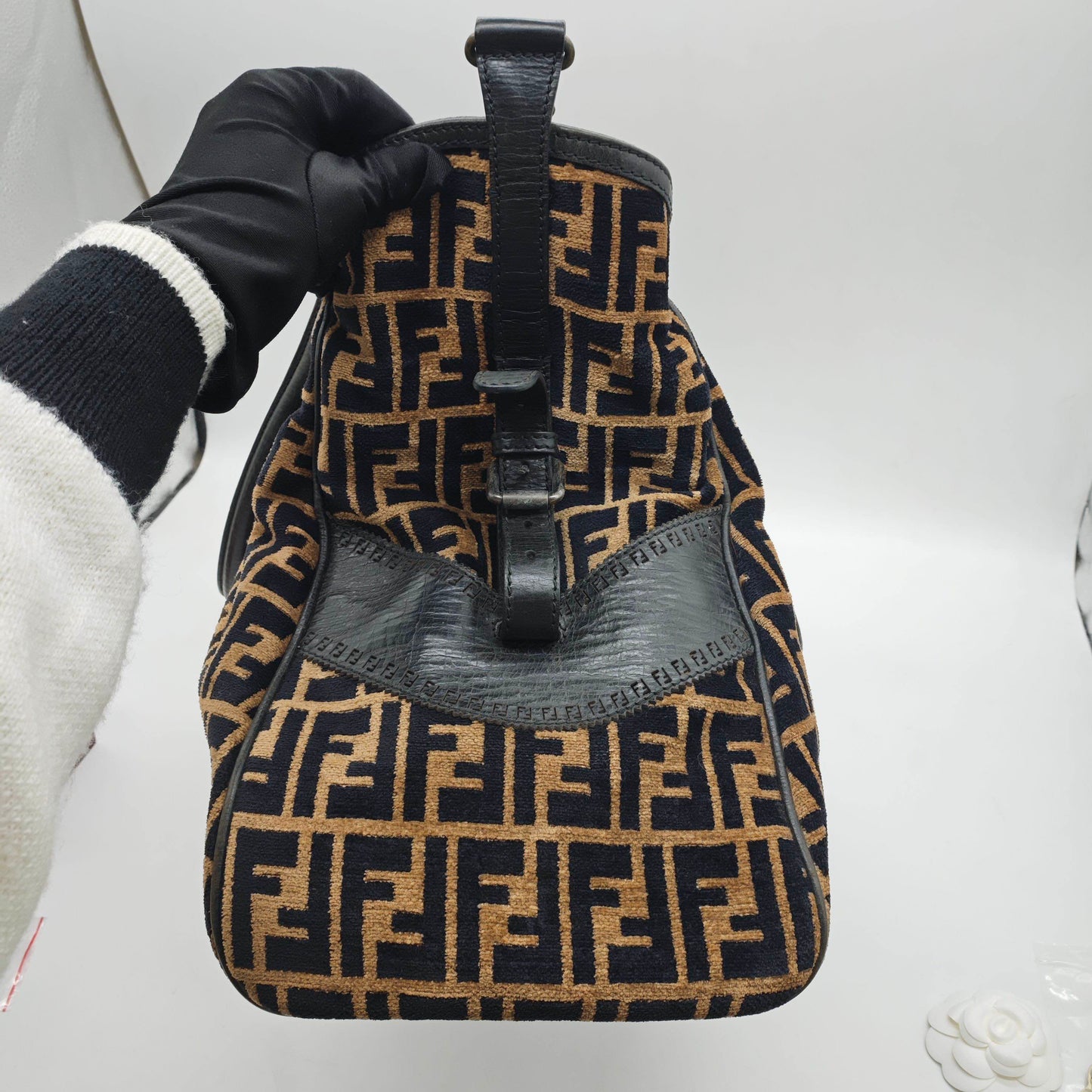 Fendi - Zucca Flocked 'Big Bag' Travel Tote - Flocked velvet and Leather - Brown and Black - (Large)