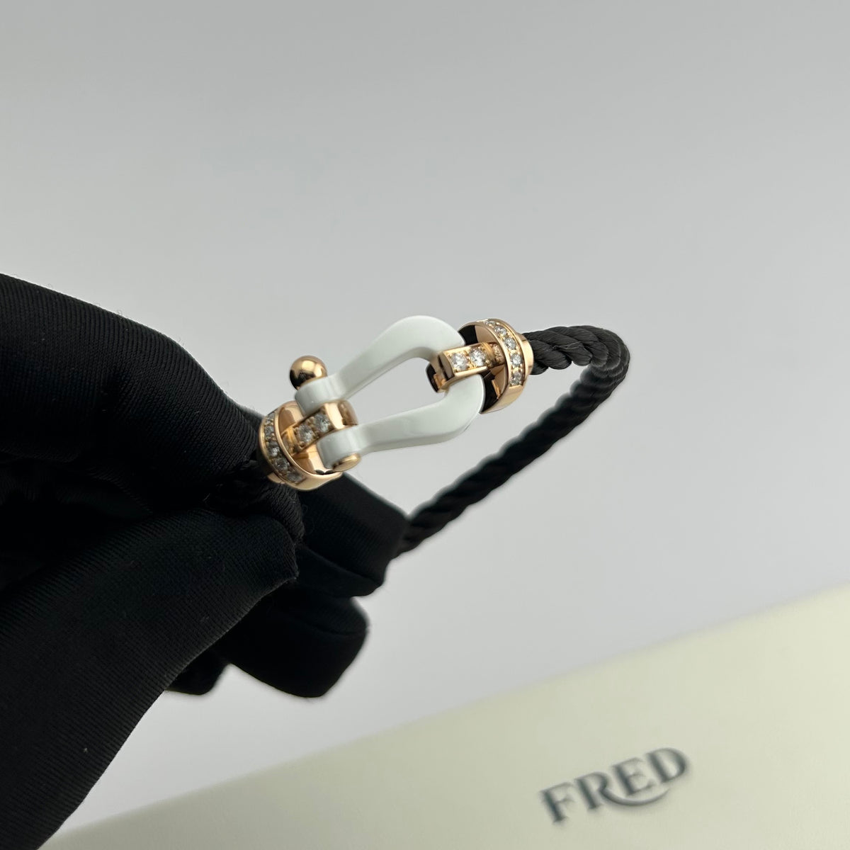 FRED - Force 10 Large - 18K rose gold, white ceramic, diamonds and braided cord. - Multicolour - (16)