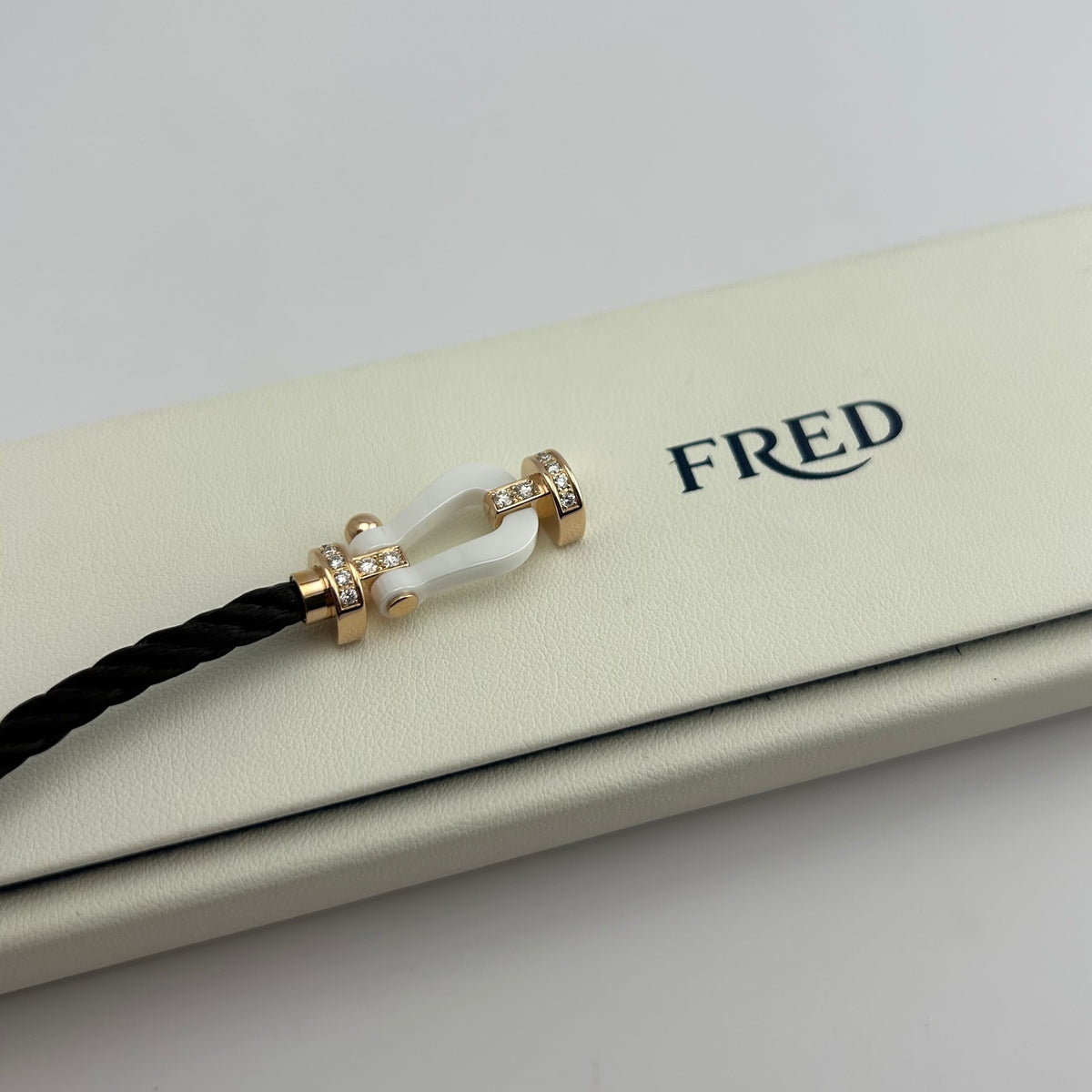 FRED - Force 10 Large - 18K rose gold, white ceramic, diamonds and braided cord. - Multicolour - (16)