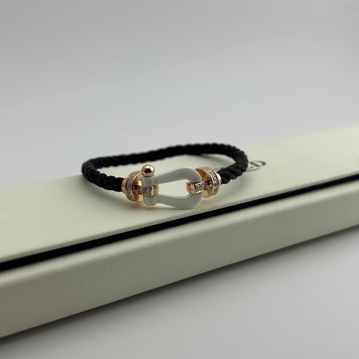 FRED - Force 10 Large - 18K rose gold, white ceramic, diamonds and braided cord. - Multicolour - (16)