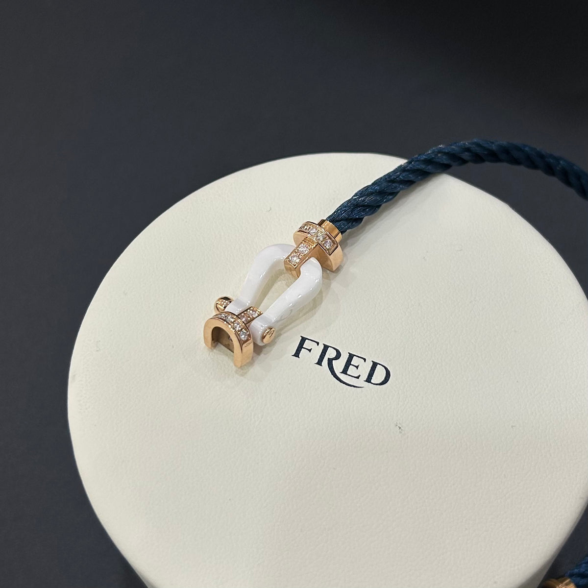 FRED - Force 10 Large - 18K rose gold, white ceramic, diamonds and braided cord. - Multicolour - (16)