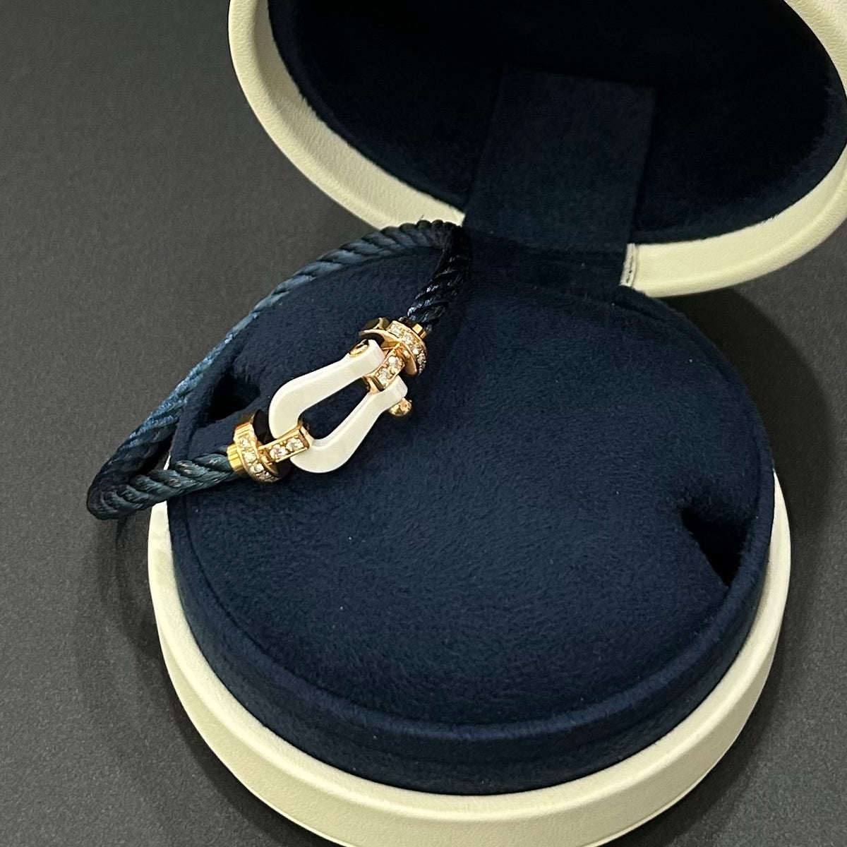 FRED - Force 10 Large - 18K rose gold, white ceramic, diamonds and braided cord. - Multicolour - (16)