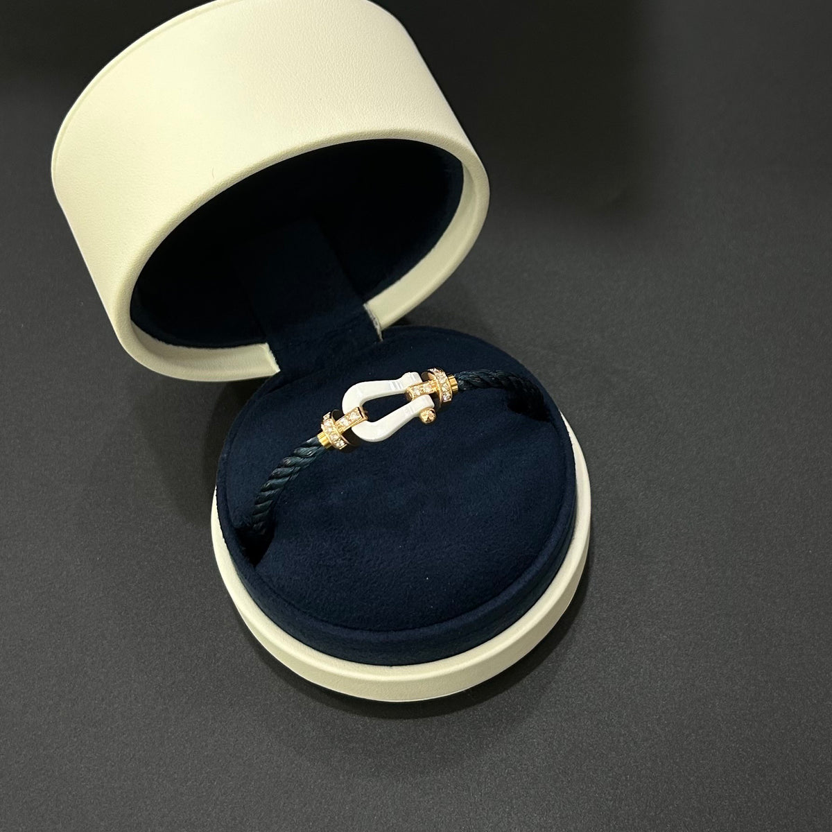FRED - Force 10 Large - 18K rose gold, white ceramic, diamonds and braided cord. - Multicolour - (16)