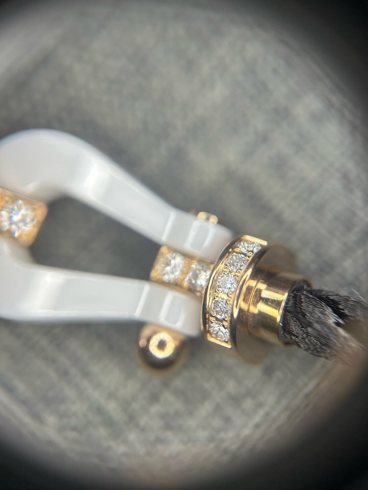 FRED - Force 10 Large - 18K rose gold, white ceramic, diamonds and braided cord. - Multicolour - (16)