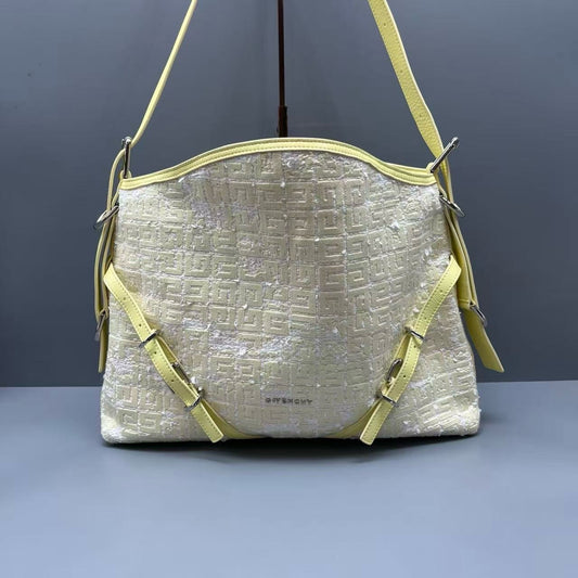 Givenchy - Voyou Tote Bag - Tweed with leather trim - Yellow - (Large)
