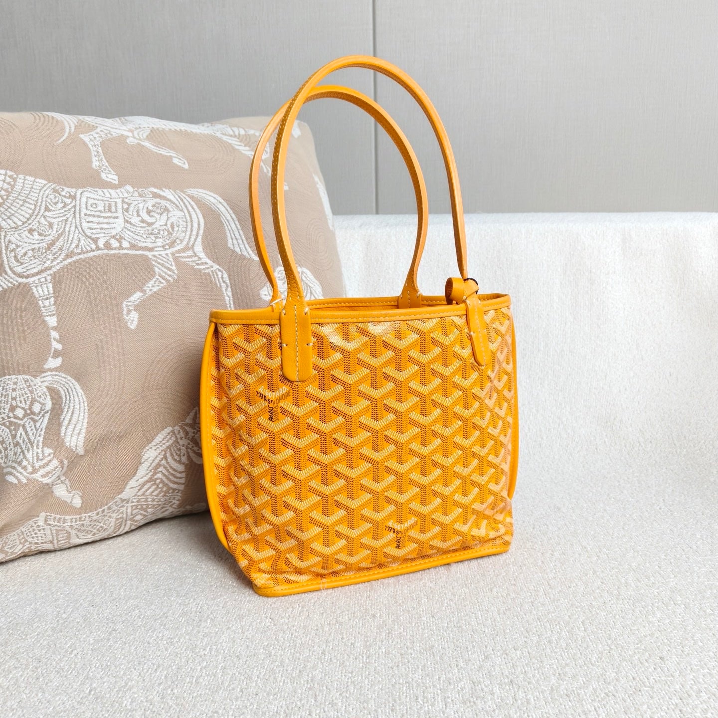 Goyard - Anjou Mini Tote - Goyardine canvas with leather trim and interior lining - Yellow - (mini)