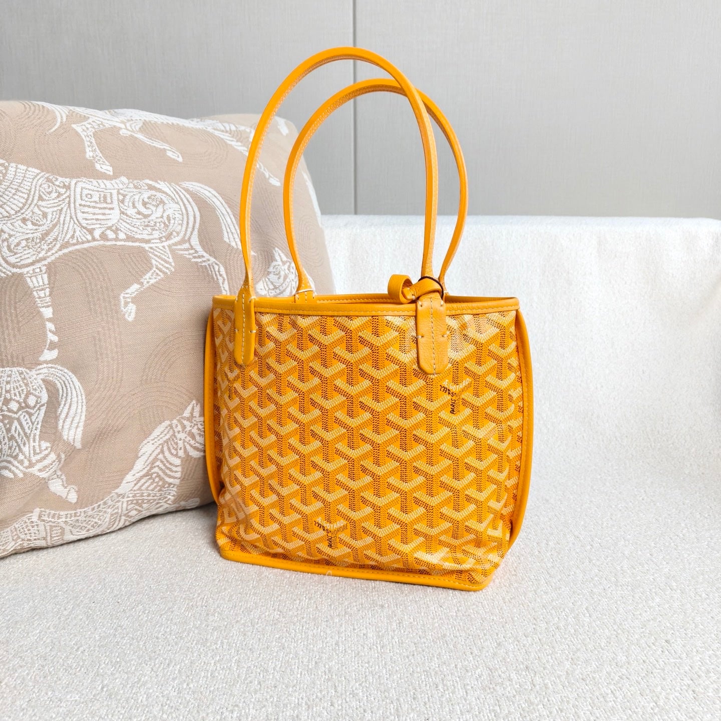 Goyard - Anjou Mini Tote - Goyardine canvas with leather trim and interior lining - Yellow - (mini)
