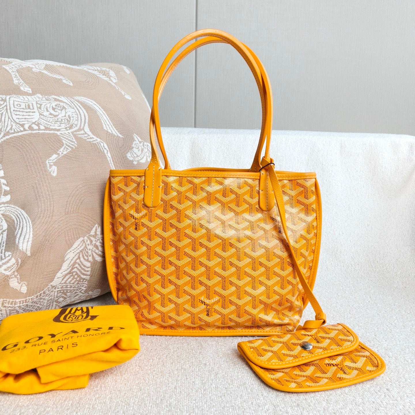 Goyard - Anjou Mini Tote - Goyardine canvas with leather trim and interior lining - Yellow - (mini)