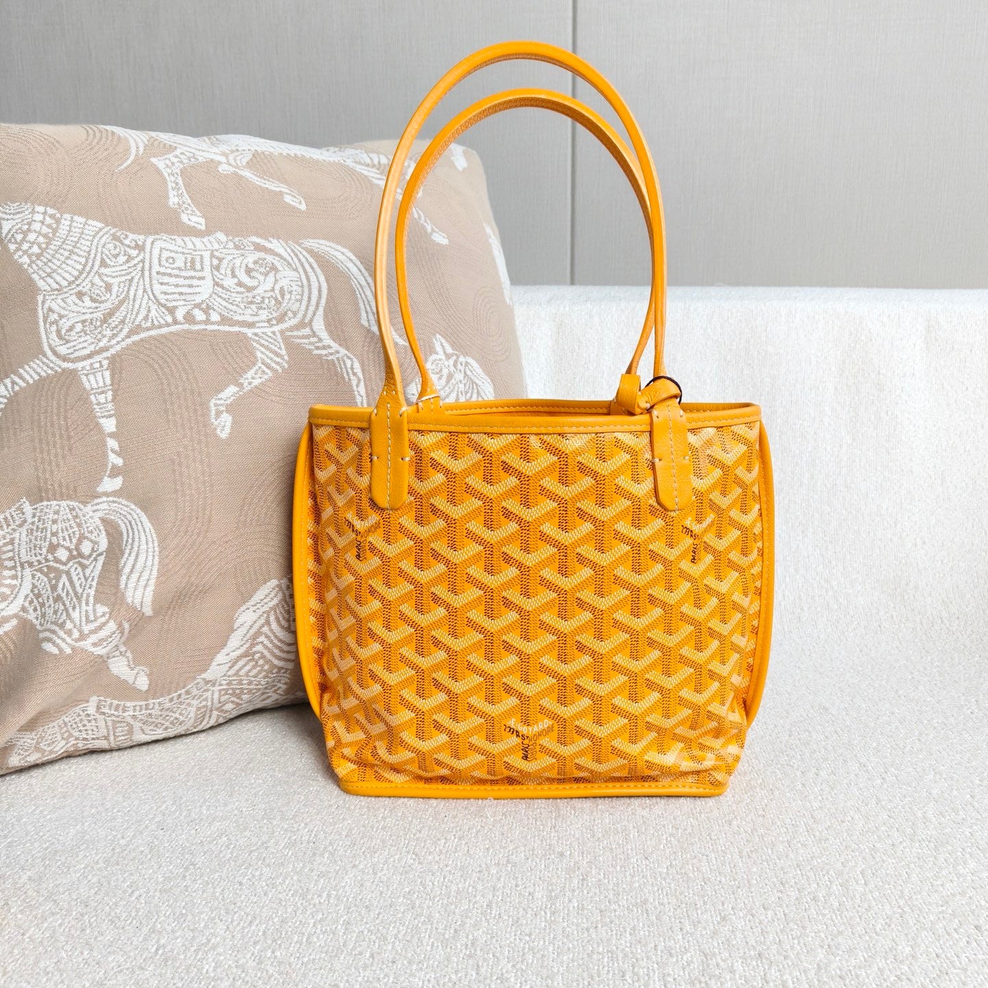 Goyard - Anjou Mini Tote - Goyardine canvas with leather trim and interior lining - Yellow - (mini)