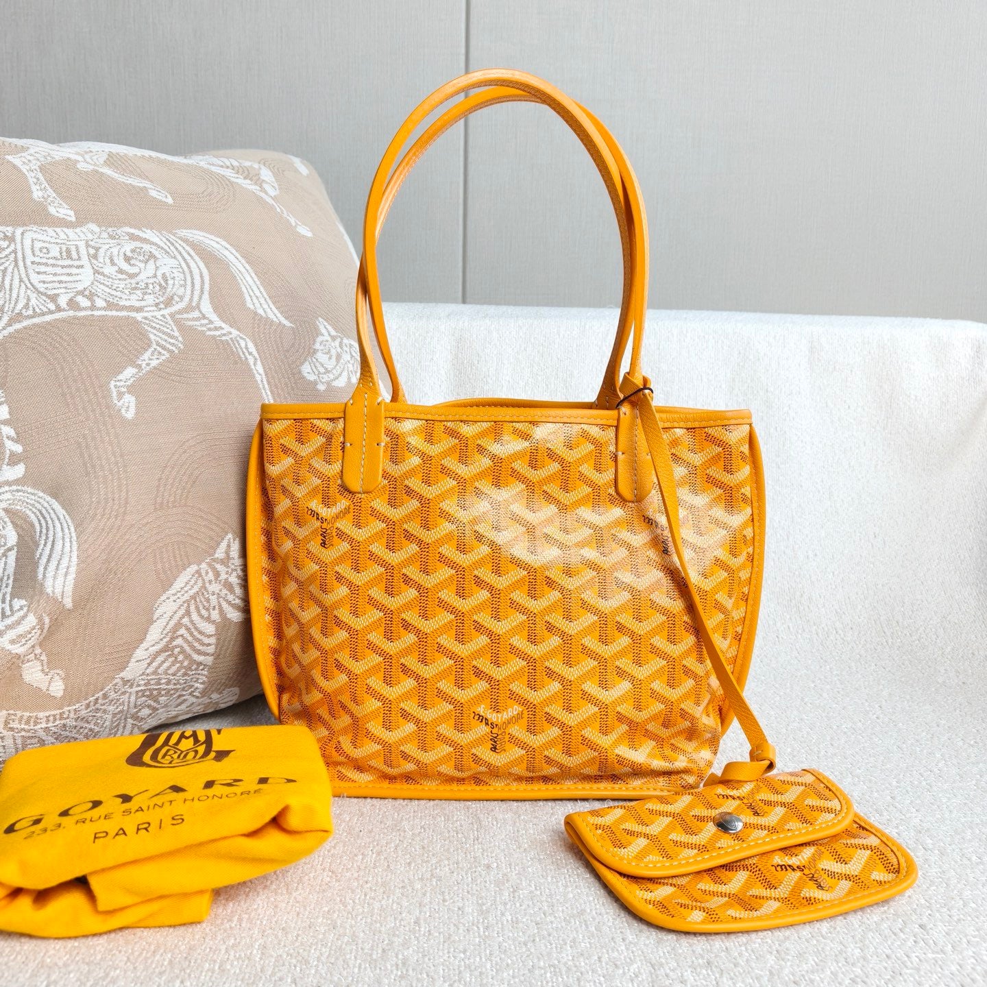 Goyard - Anjou Mini Tote - Goyardine canvas with leather trim - Yellow - (mini)