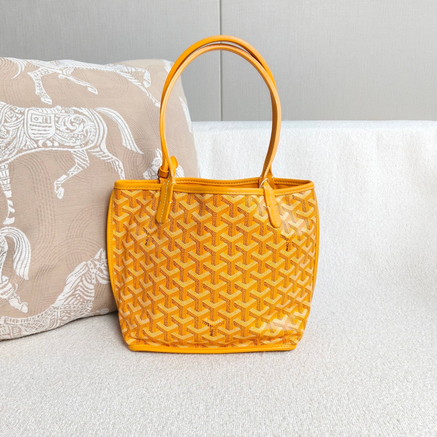 Goyard - Anjou Mini Tote - Goyardine canvas with leather trim - Yellow - (mini)