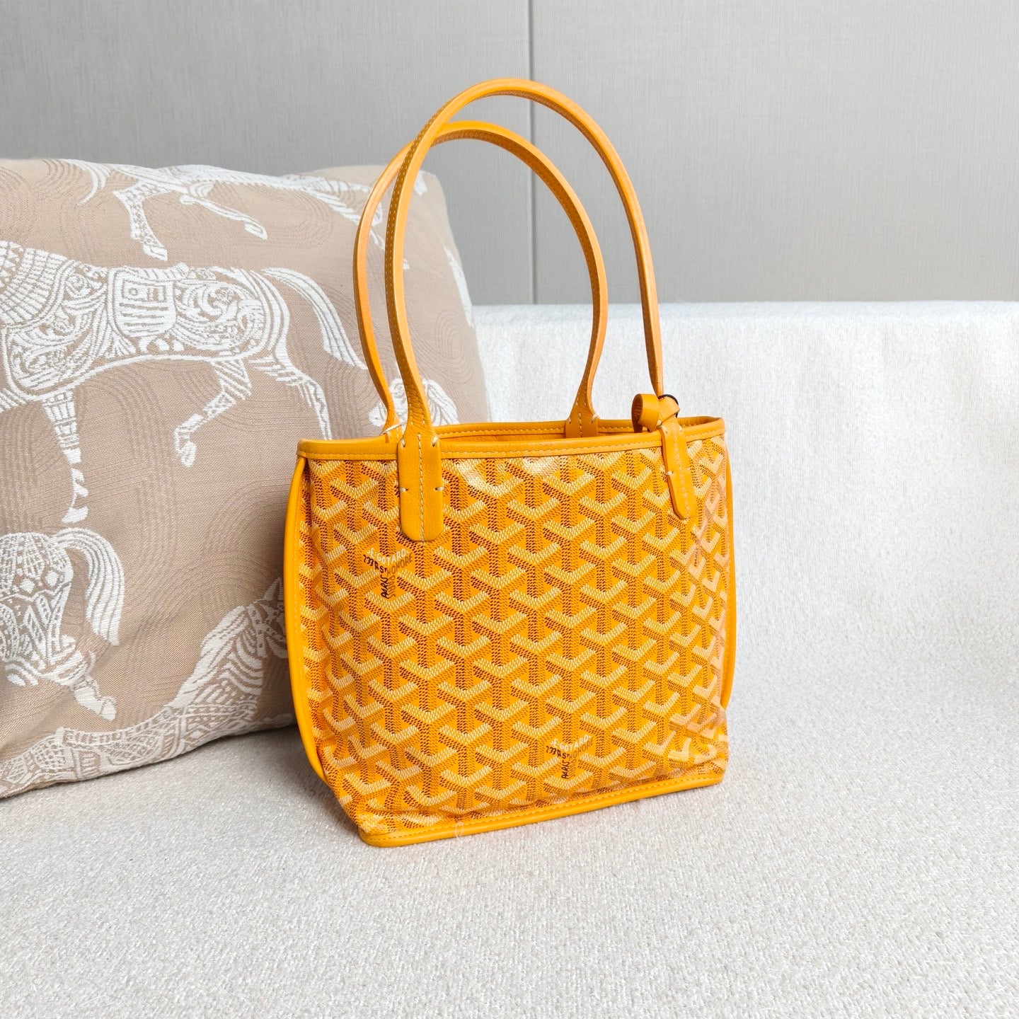 Goyard - Anjou Mini Tote - Goyardine canvas with leather trim - Yellow - (mini)