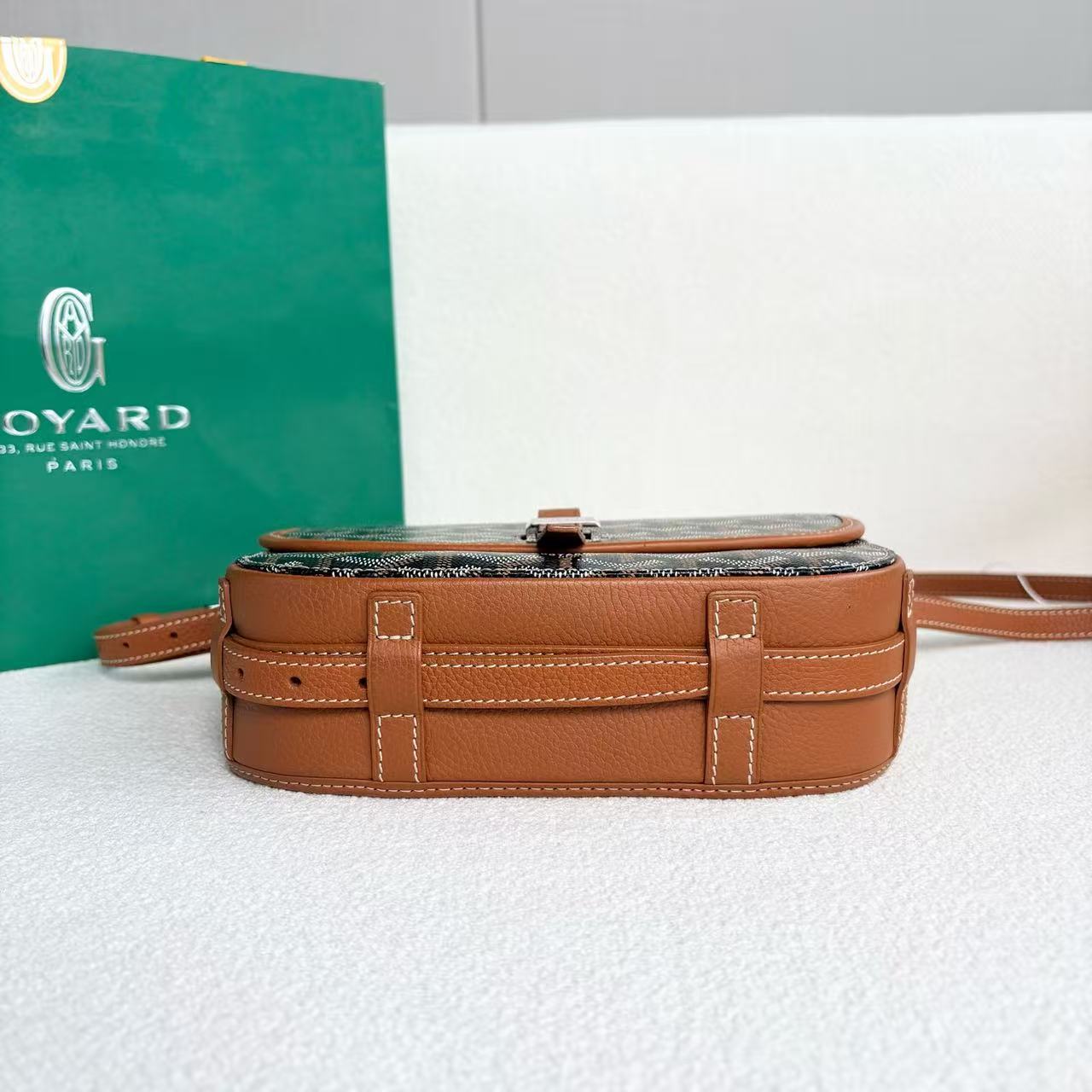 Goyard - Belvédère Messenger Bag - Goyardine canvas with leather trim - Brown - (small)