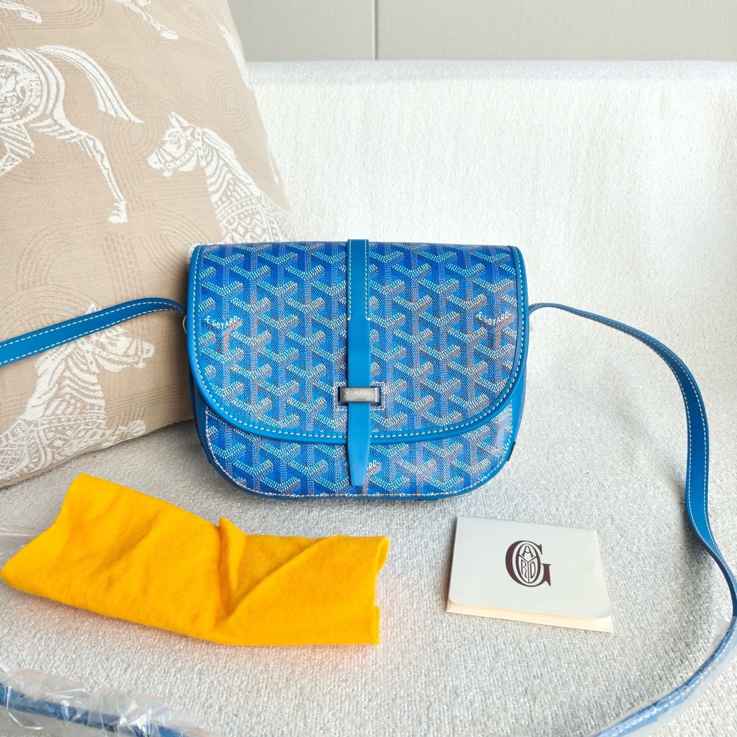 Goyard - Belvedere Messenger Bag Small - Goyardine canvas and leather trim - Blue - (small)