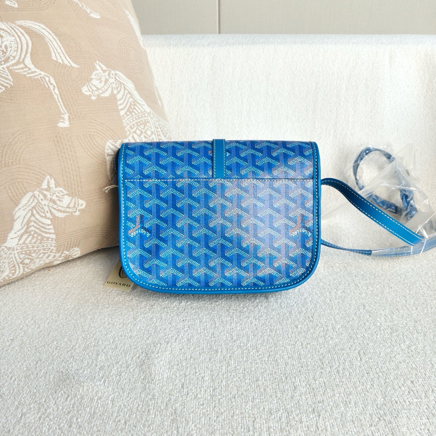 Goyard - Belvedere Messenger Bag Small - Goyardine canvas and leather trim - Blue - (small)
