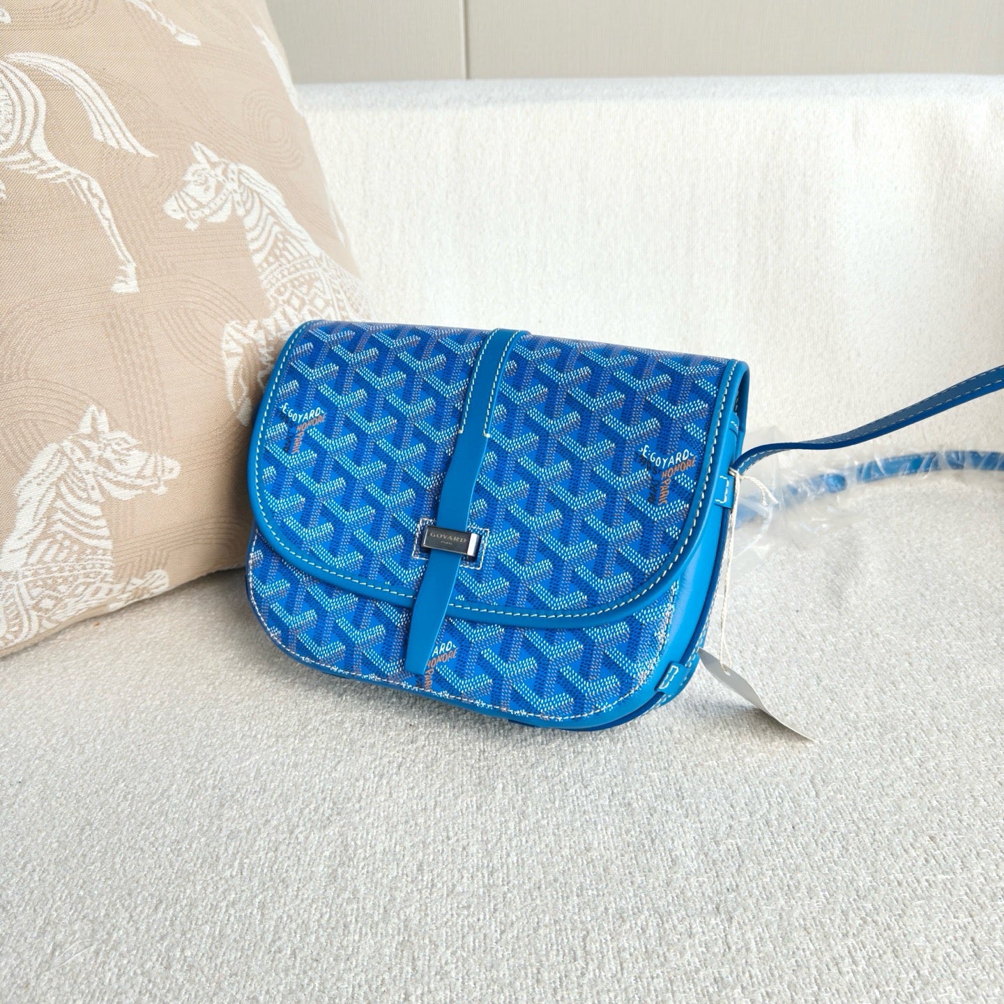 Goyard - Belvedere Messenger Bag Small - Goyardine canvas and leather trim - Blue - (small)
