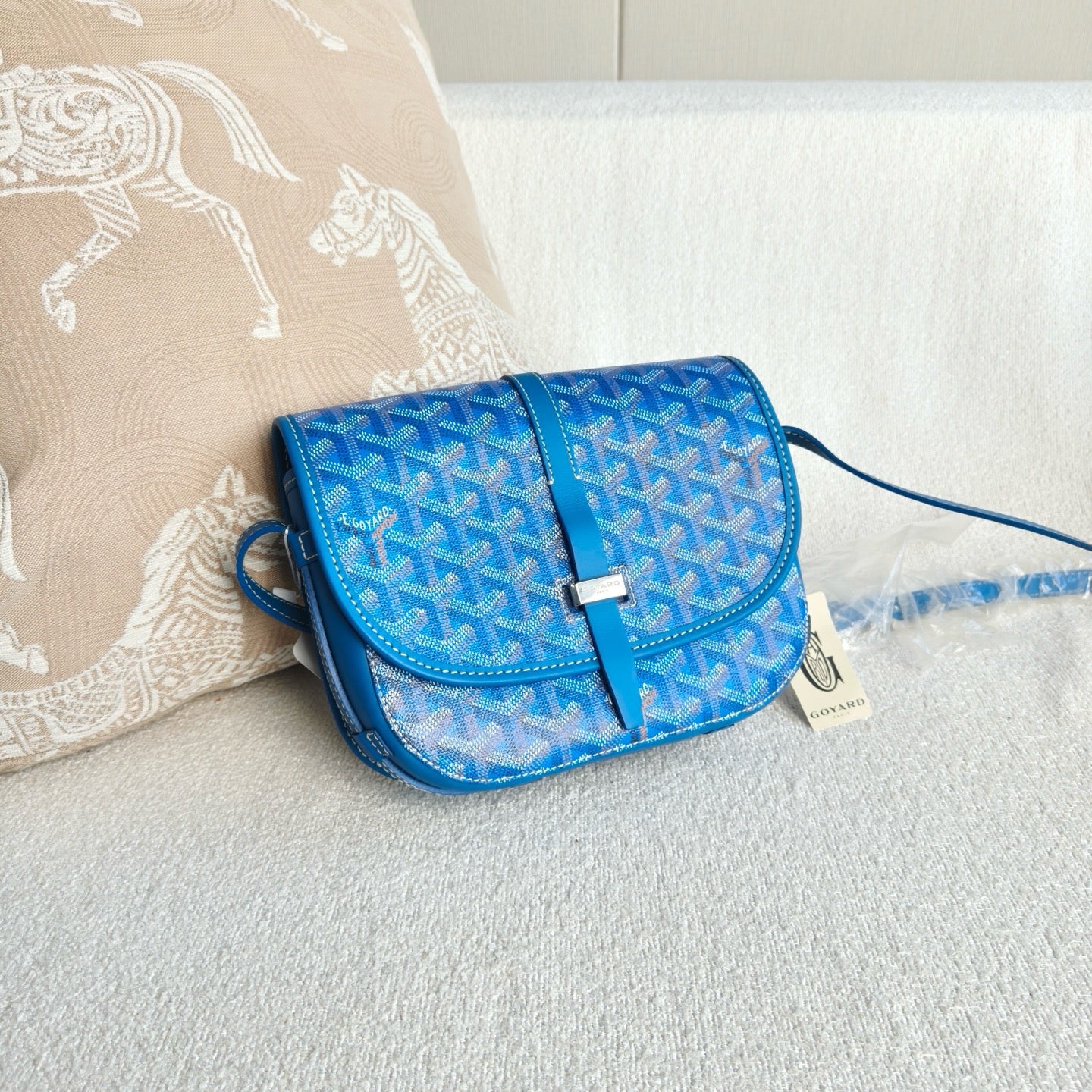 Goyard - Belvedere Messenger Bag Small - Goyardine canvas and leather trim - Blue - (small)