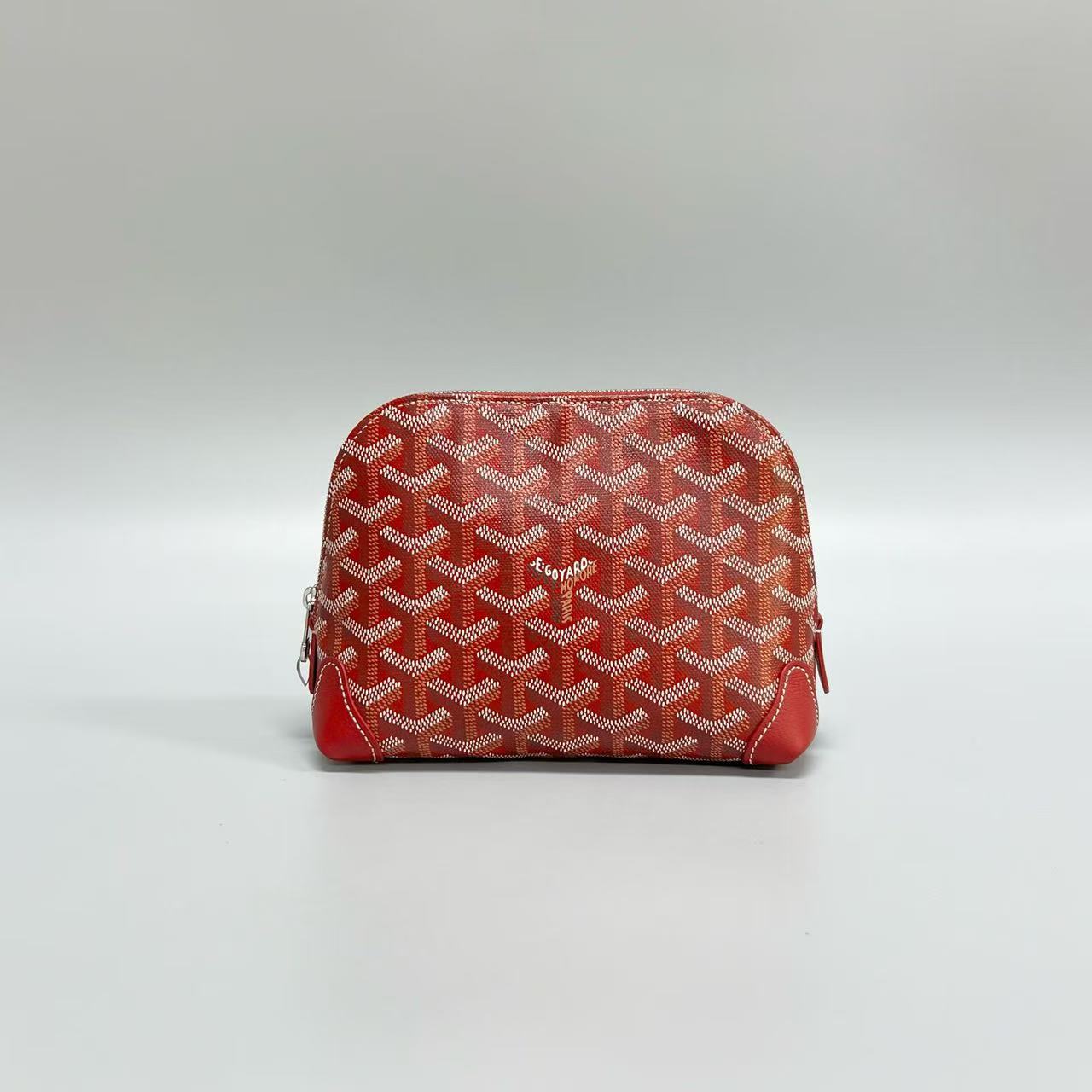Goyard - Cosmetic Pouch / Clutch - Goyardine canvas with leather trim - Red - (small)