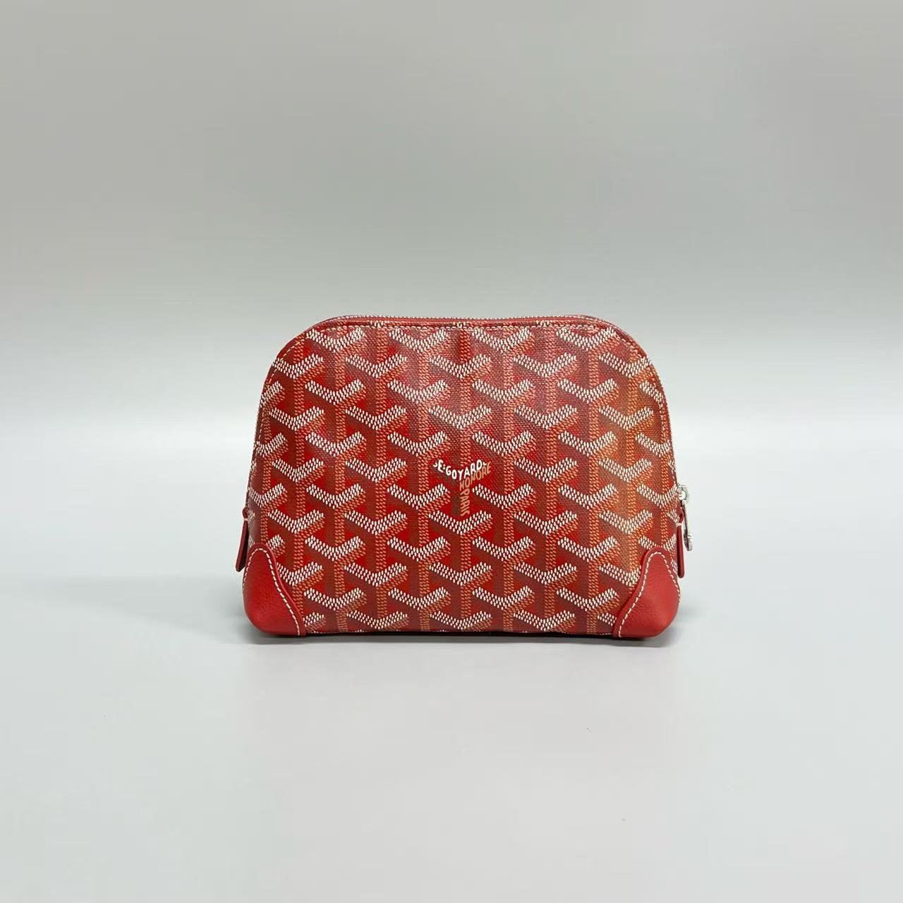 Goyard - Cosmetic Pouch / Clutch - Goyardine canvas with leather trim - Red - (small)