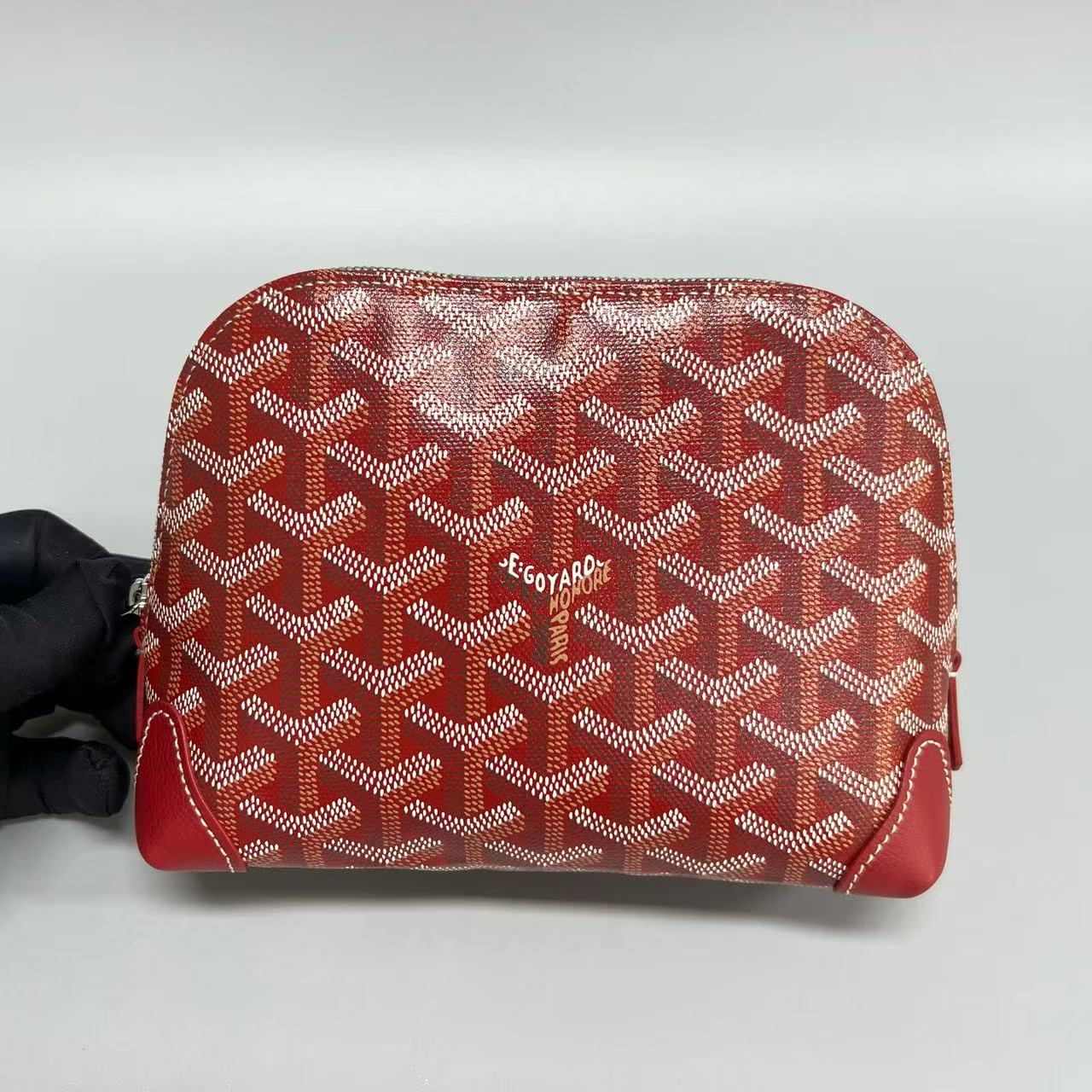 Goyard - Cosmetic Pouch / Clutch - Goyardine canvas with leather trim - Red - (small)