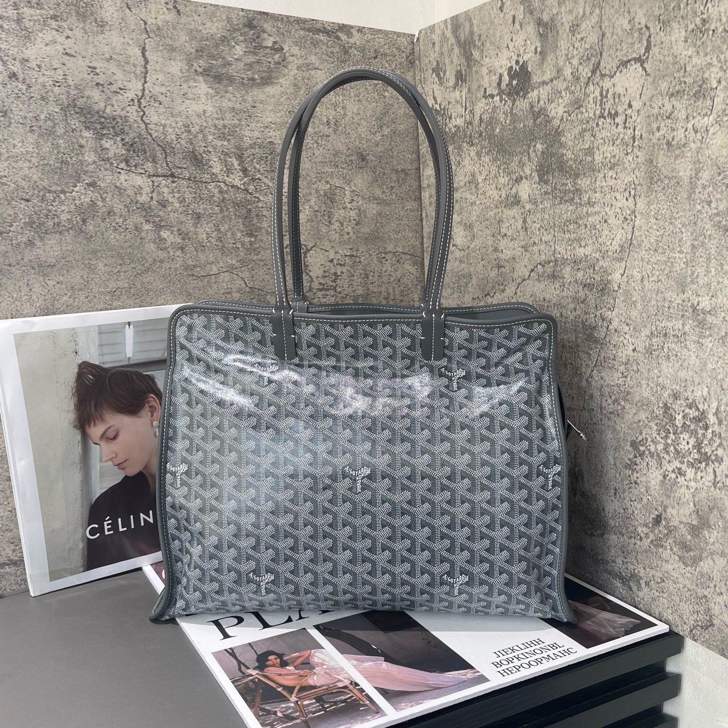 Goyard - Hardy Tote - Goyardine canvas with calfskin leather trim - Grey - (small)