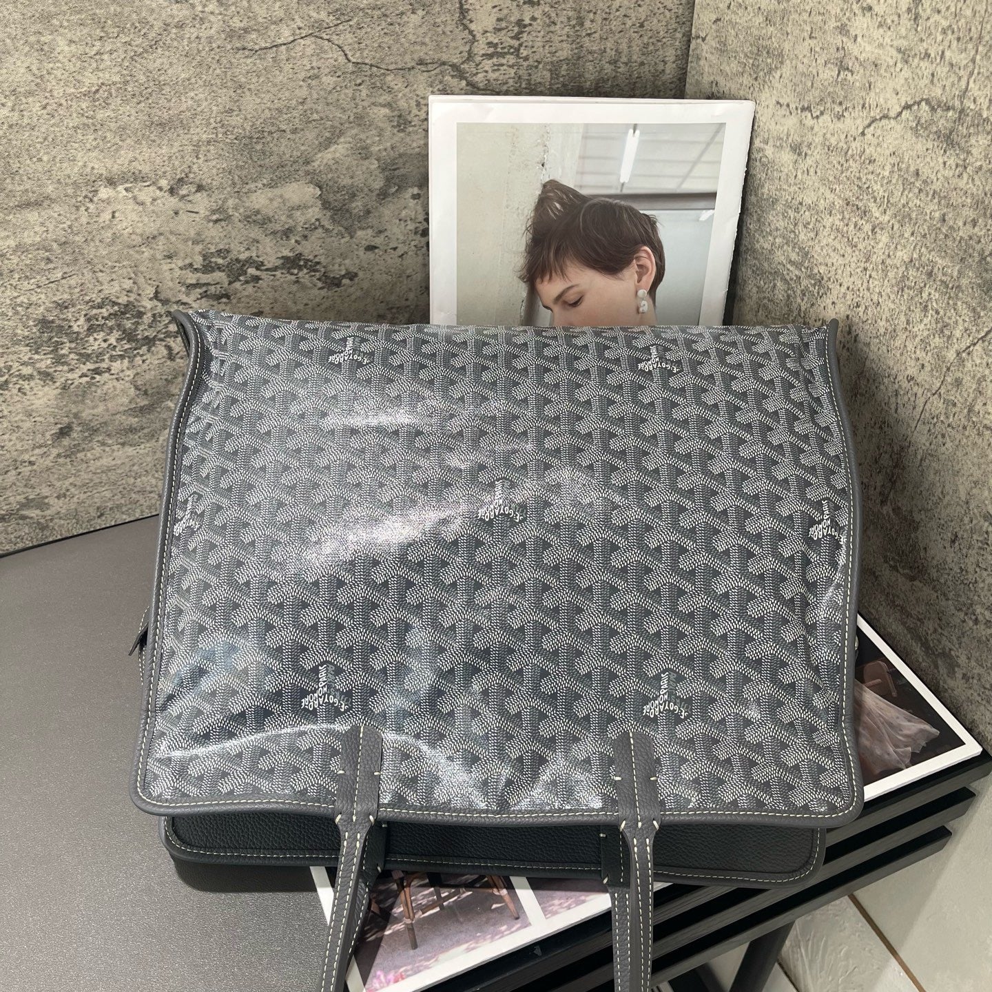 Goyard - Hardy Tote - Goyardine canvas with calfskin leather trim - Grey - (small)