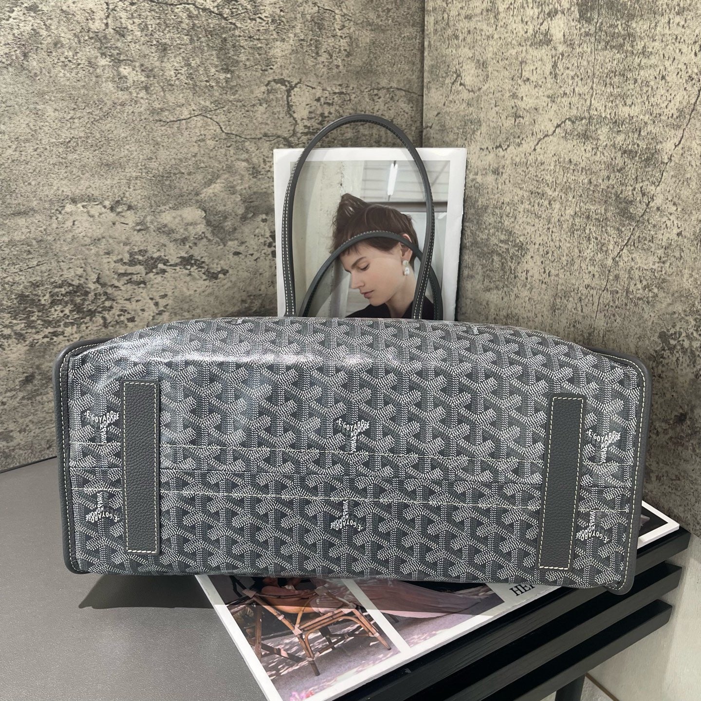 Goyard - Hardy Tote - Goyardine canvas with calfskin leather trim - Grey - (small)
