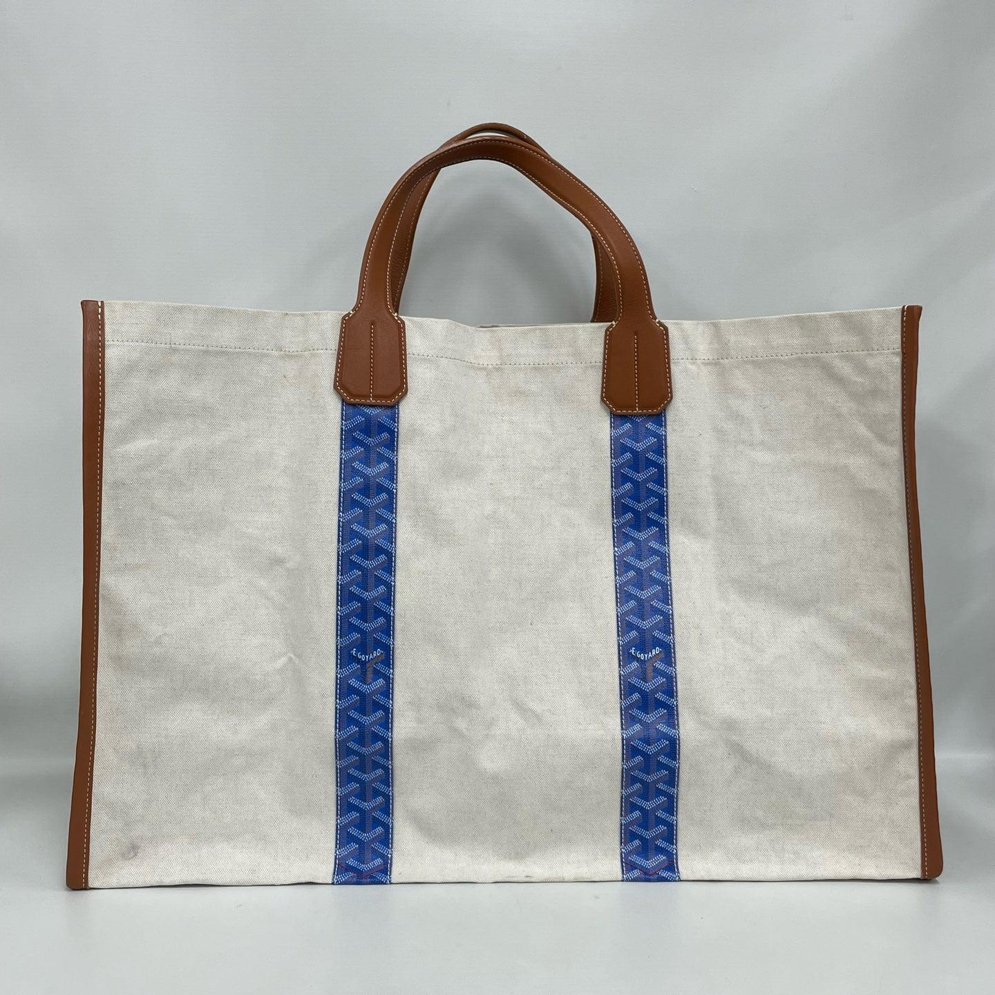 Goyard - Méditerranée Tote - Coated canvas and canvas with leather trim - Beige, Blue, Brown - (Large)