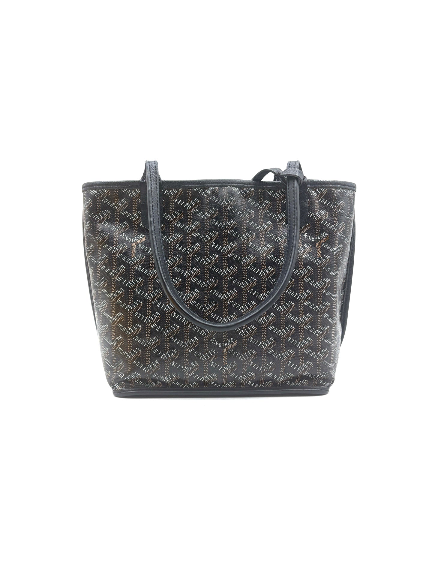 Goyard - Mini Tote with Pouch - Goyardine coated canvas with leather trim - Black - (mini)