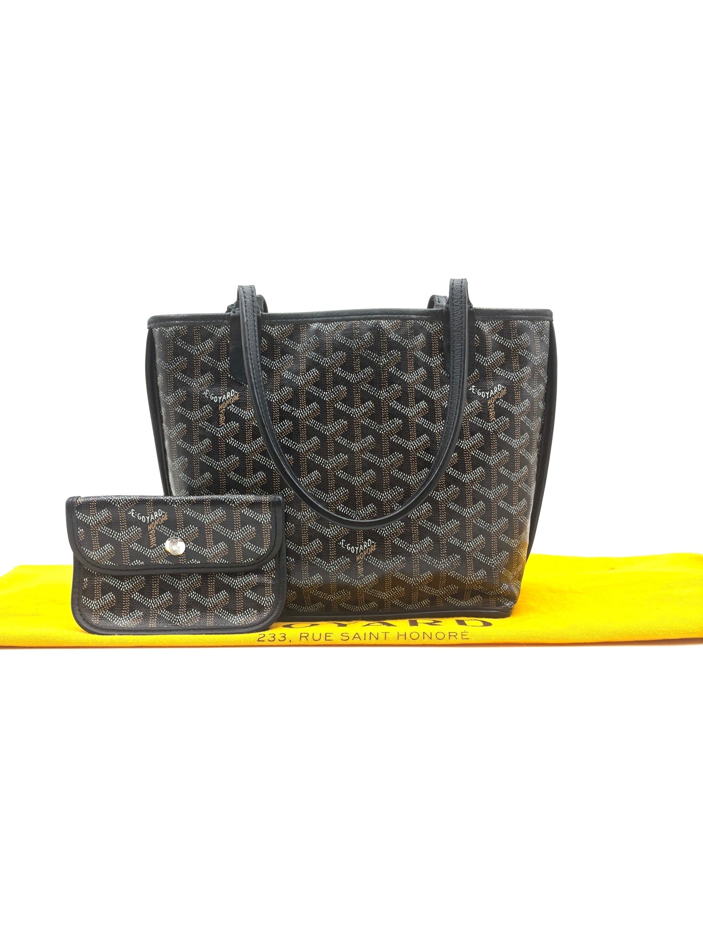 Goyard - Mini Tote with Pouch - Goyardine coated canvas with leather trim - Black - (mini)